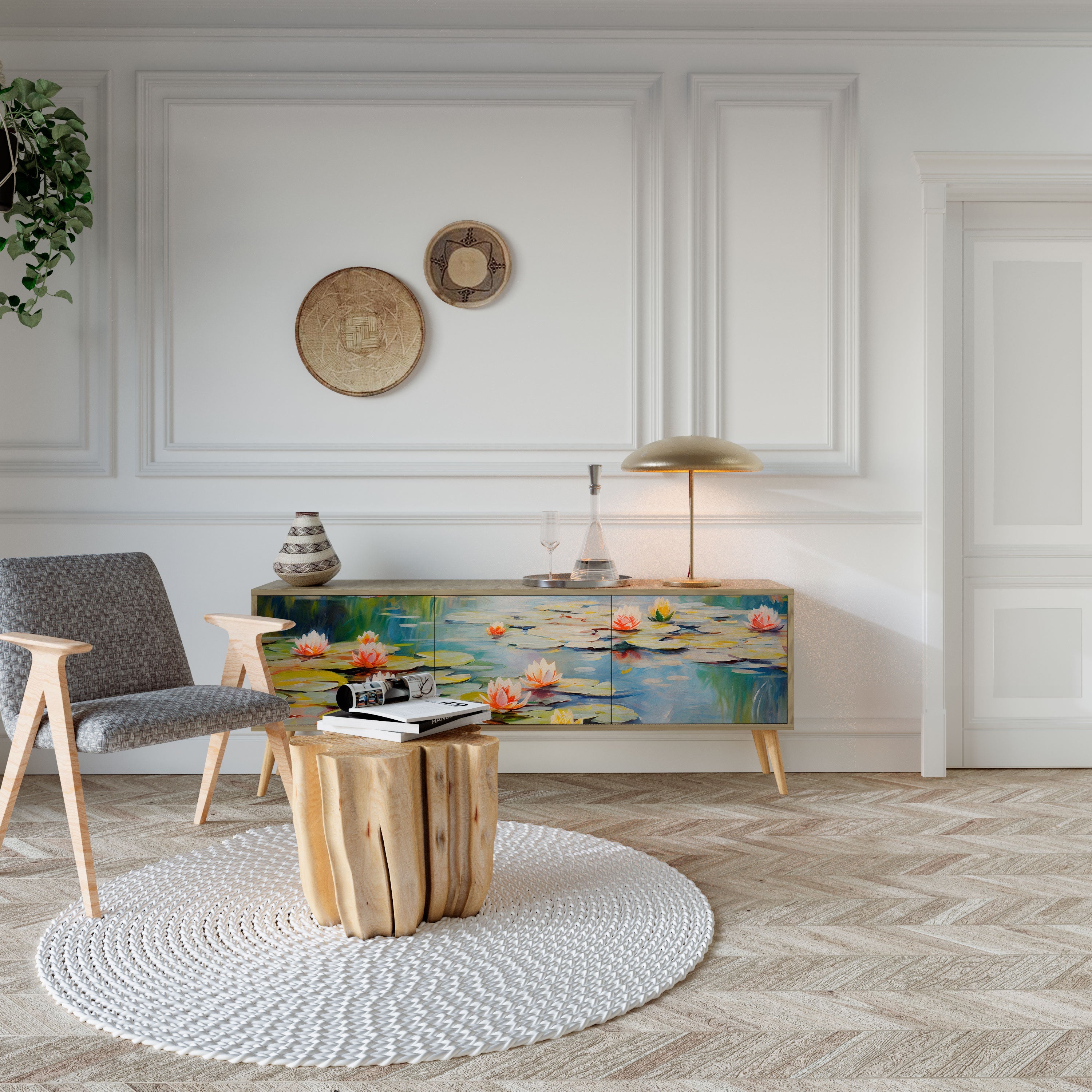 BLOOMING WATERS Móvel de TV com 3 Portas em Efeito Carvalho