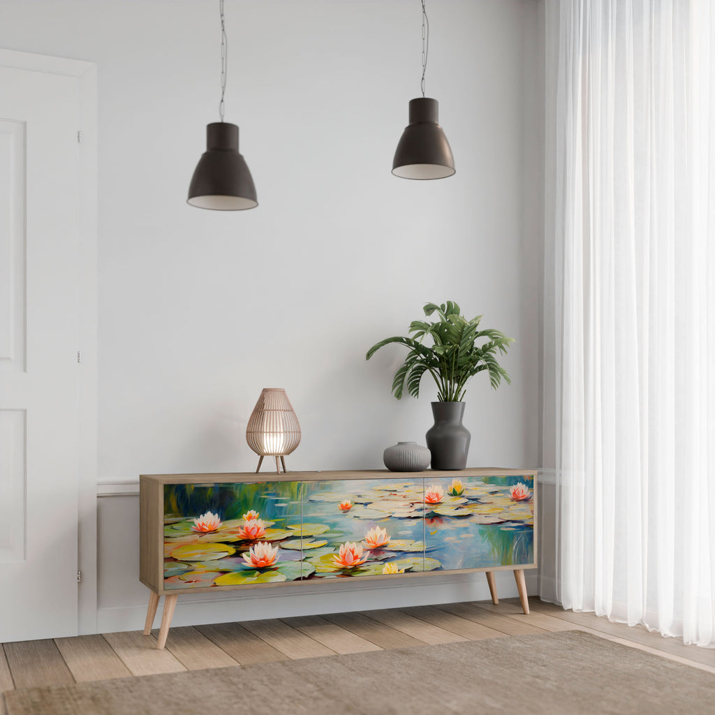 BLOOMING WATERS Móvel de TV com 3 Portas em Efeito Carvalho