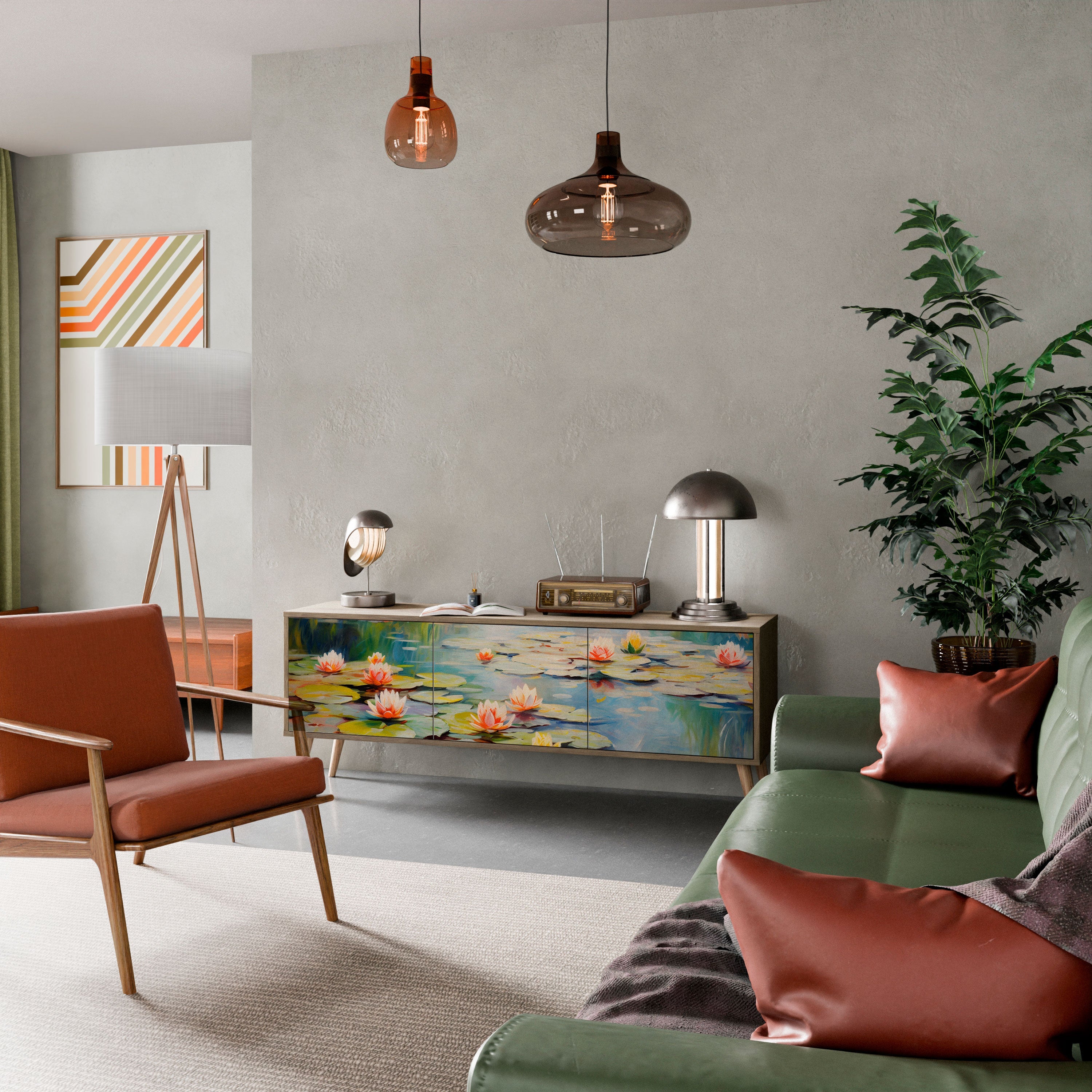 BLOOMING WATERS Móvel de TV com 3 Portas em Efeito Carvalho