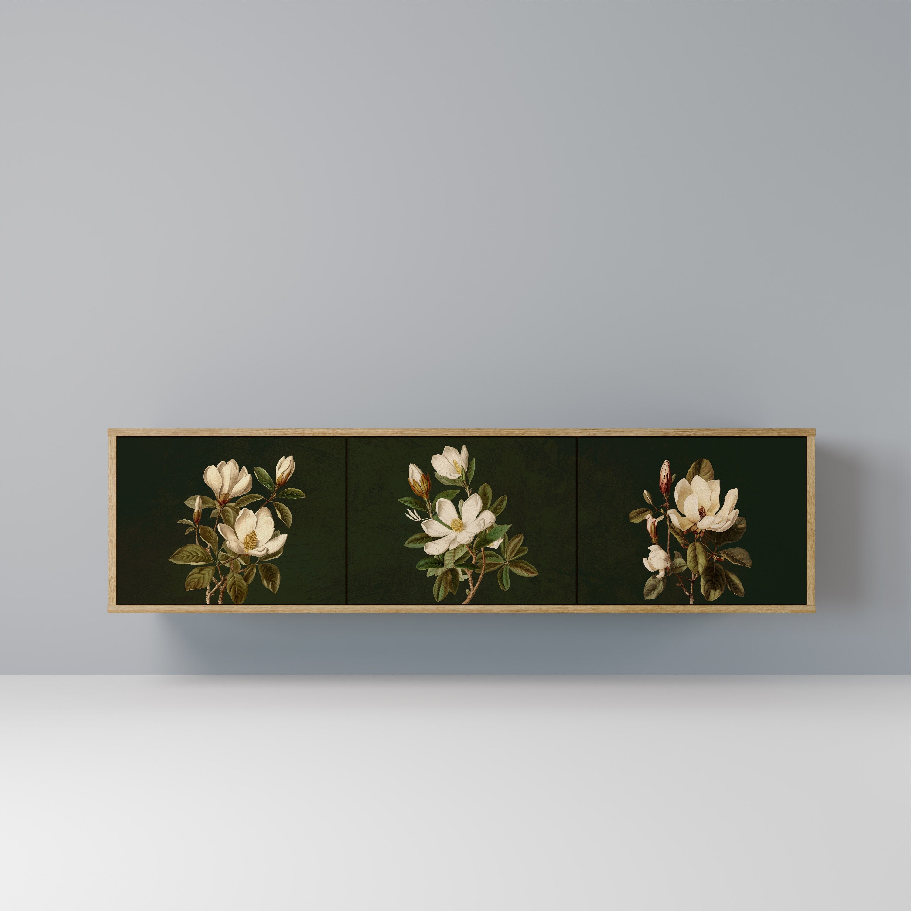 FLORAL NOIR Móvel de TV com 3 Portas em Efeito Carvalho