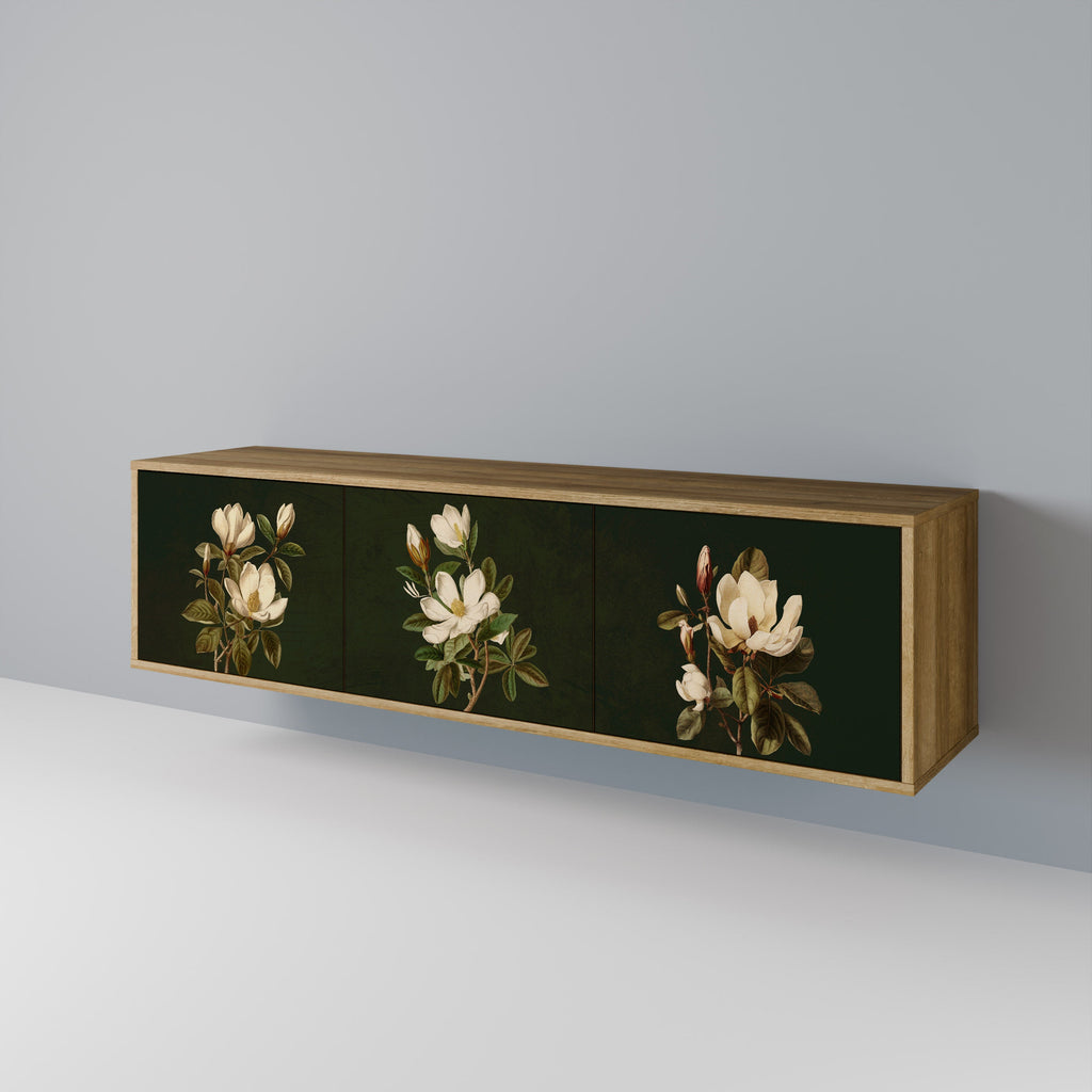 FLORAL NOIR Móvel de TV com 3 Portas em Efeito Carvalho