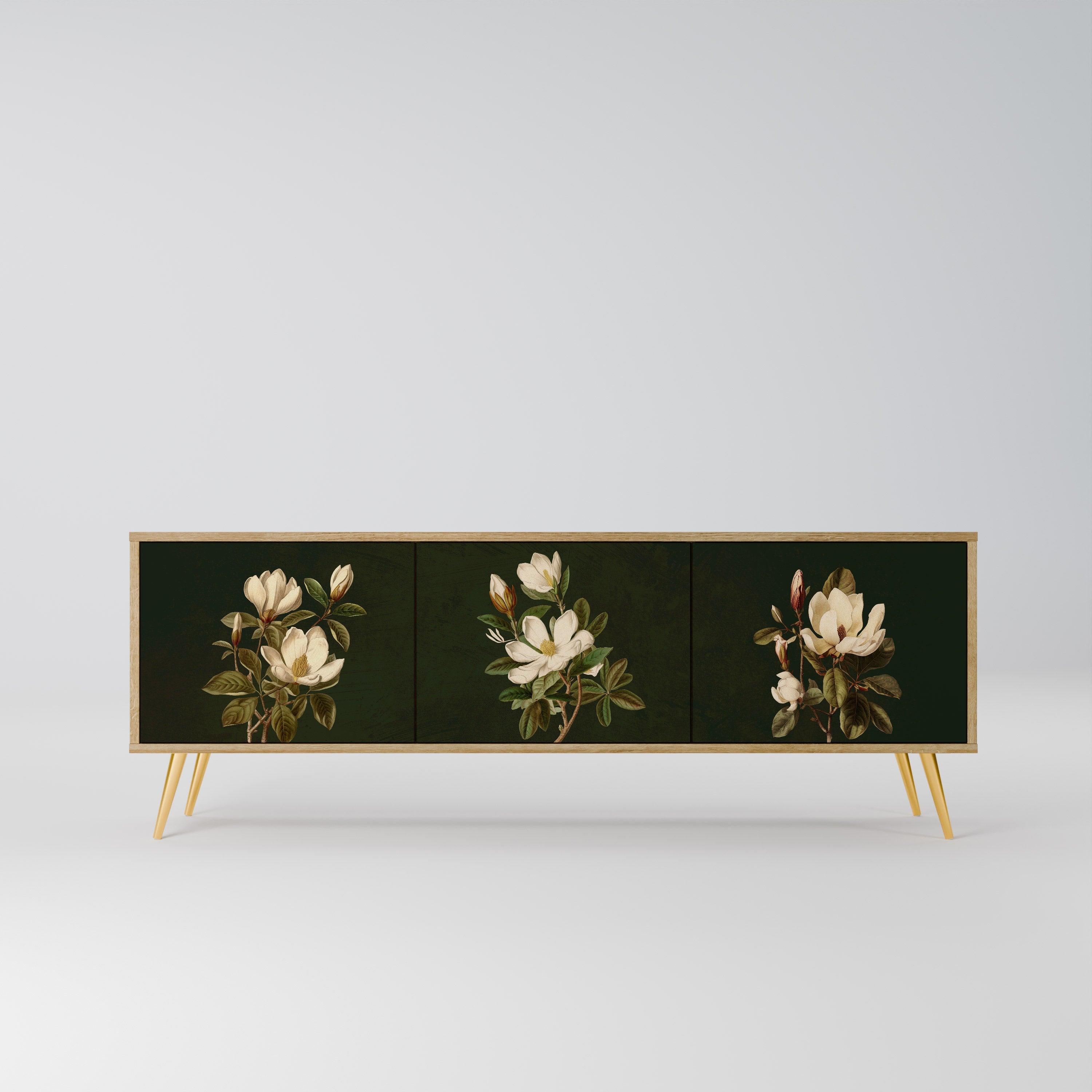 FLORAL NOIR Móvel de TV com 3 Portas em Efeito Carvalho