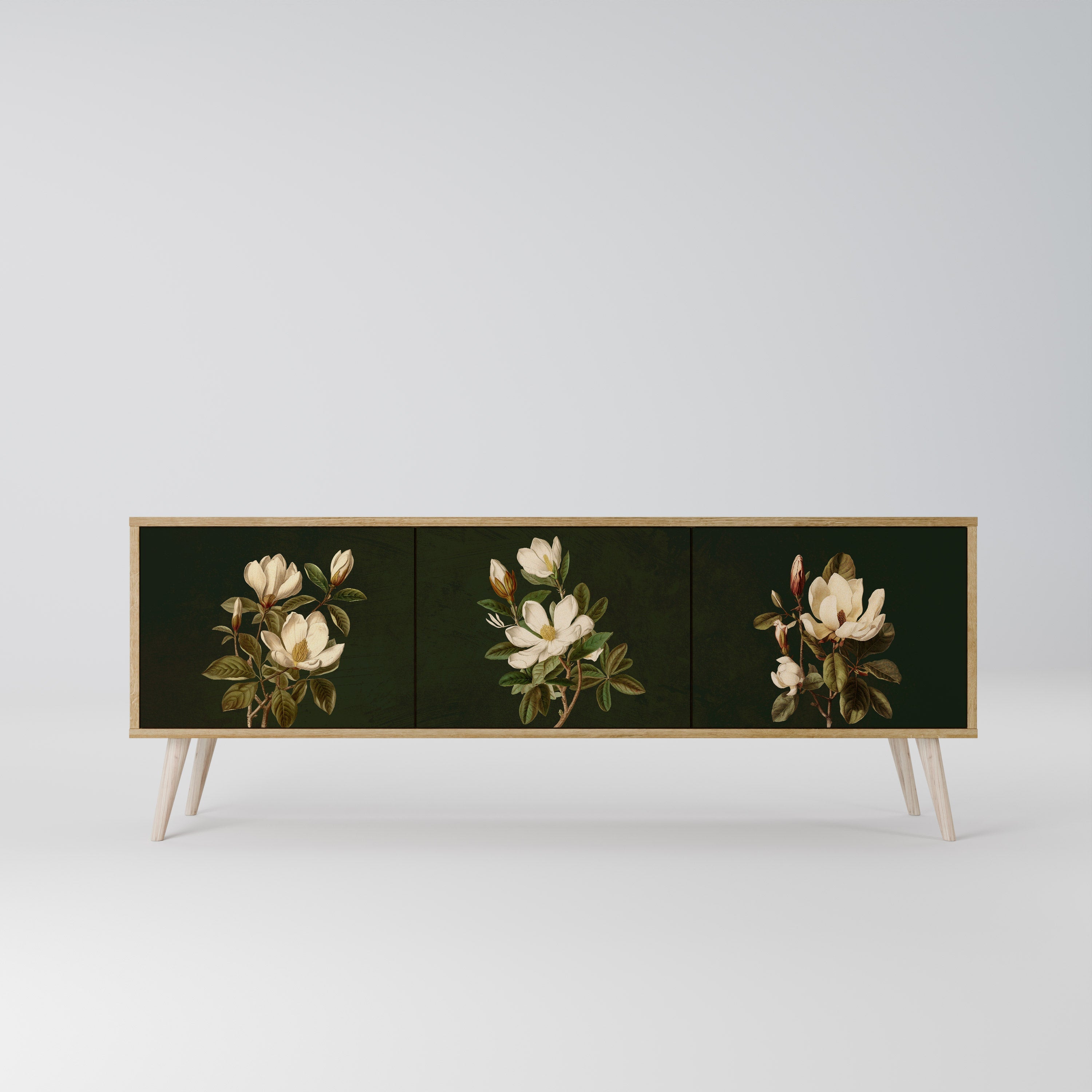 FLORAL NOIR Móvel de TV com 3 Portas em Efeito Carvalho