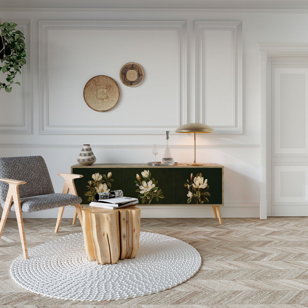 FLORAL NOIR Móvel de TV com 3 Portas em Efeito Carvalho