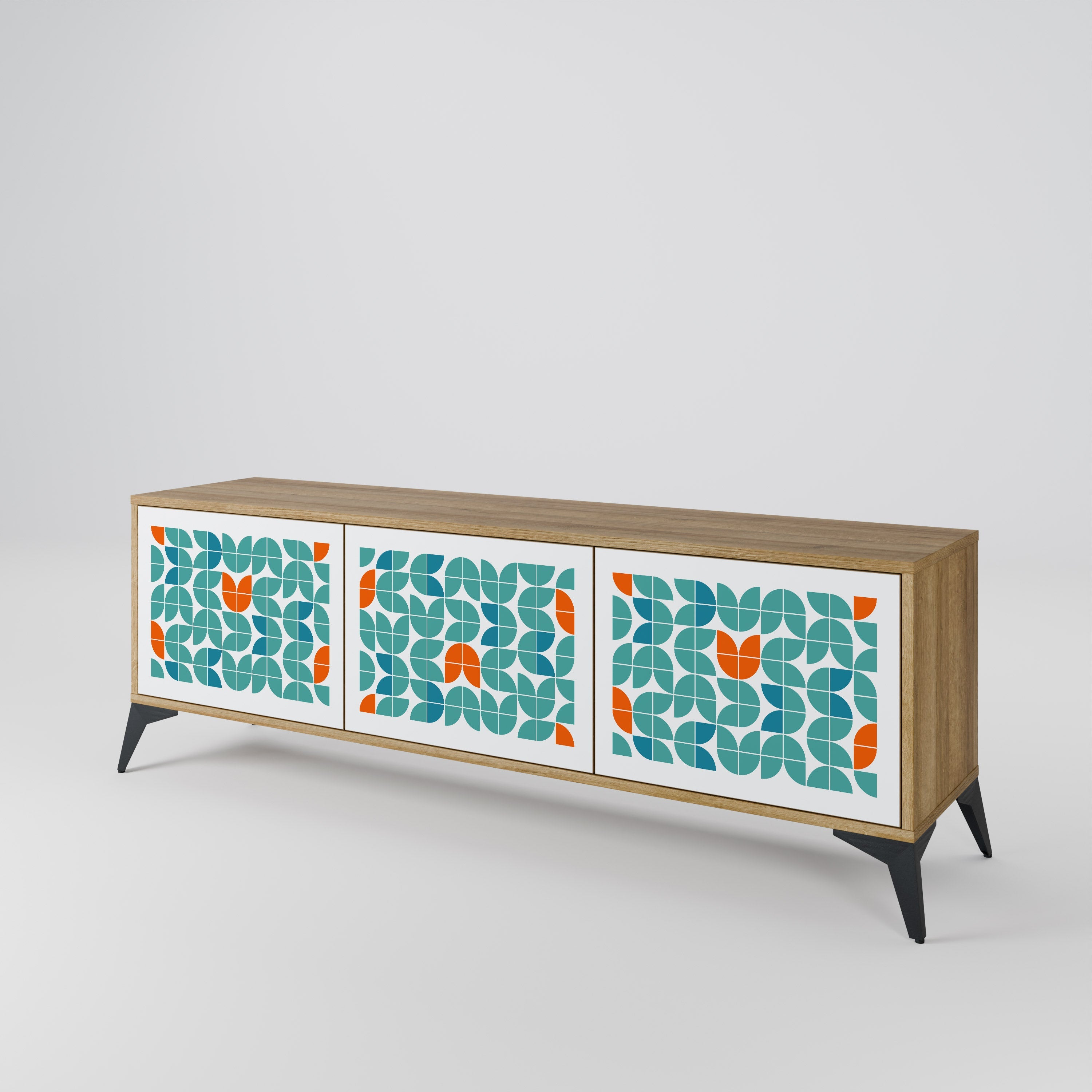 BE THE CHANGE Móvel de TV com 3 Portas em Efeito Carvalho