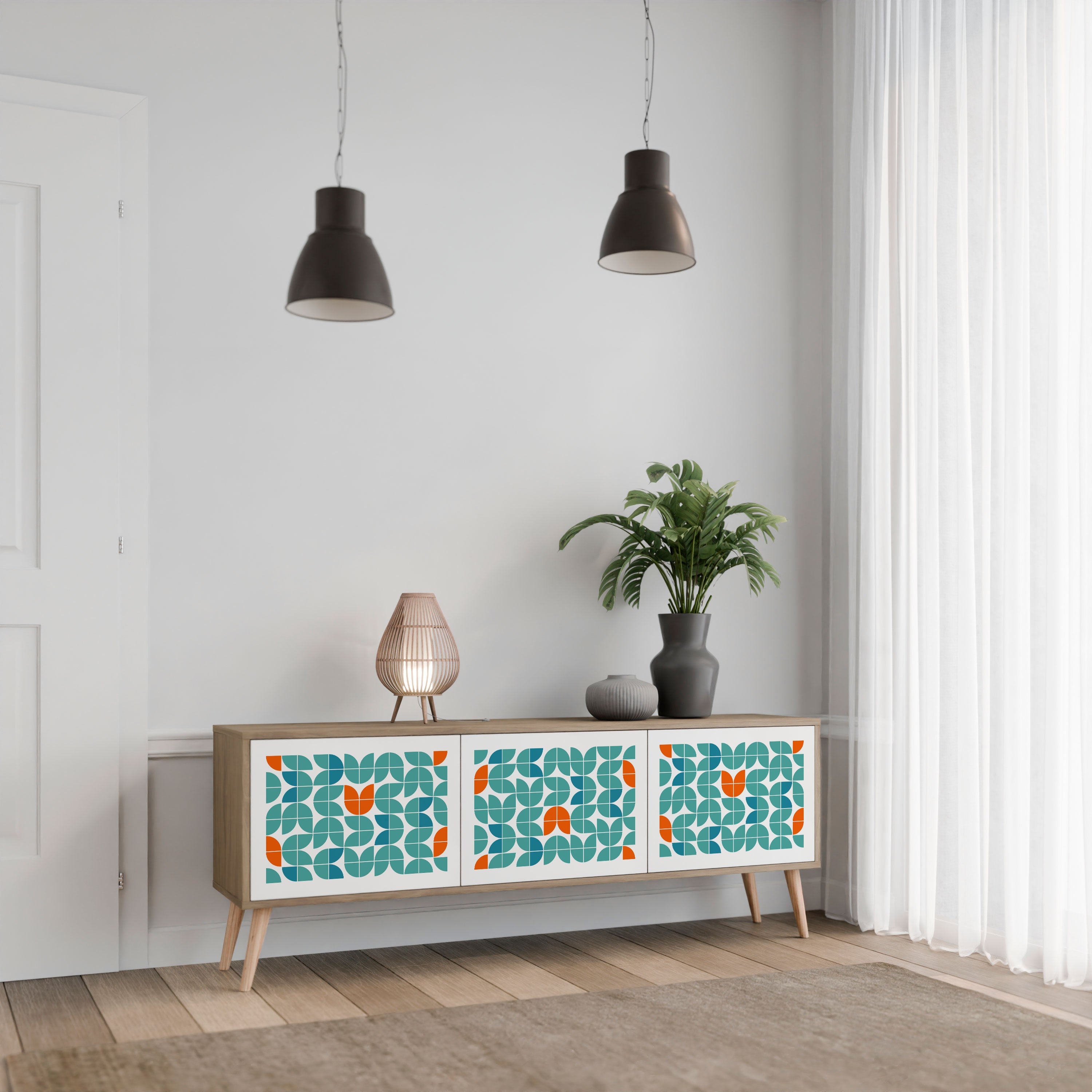 BE THE CHANGE Móvel de TV com 3 Portas em Efeito Carvalho