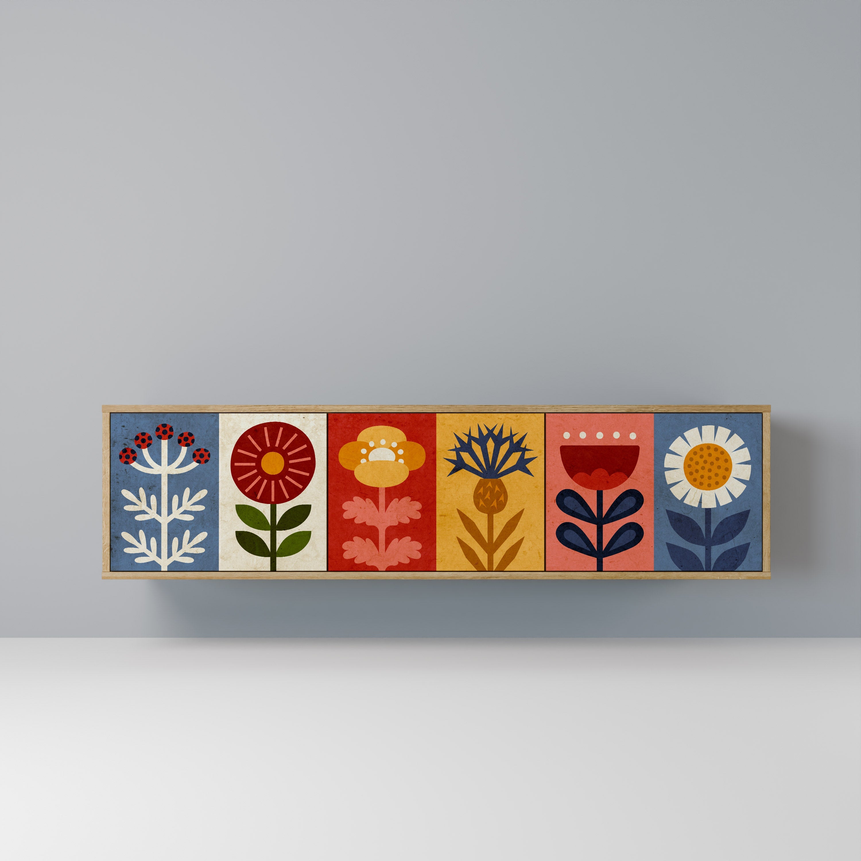 SCANDIC FLOWERET Móvel de TV com 3 Portas em Efeito Carvalho