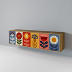 SCANDIC FLOWERET Móvel de TV com 3 Portas em Efeito Carvalho