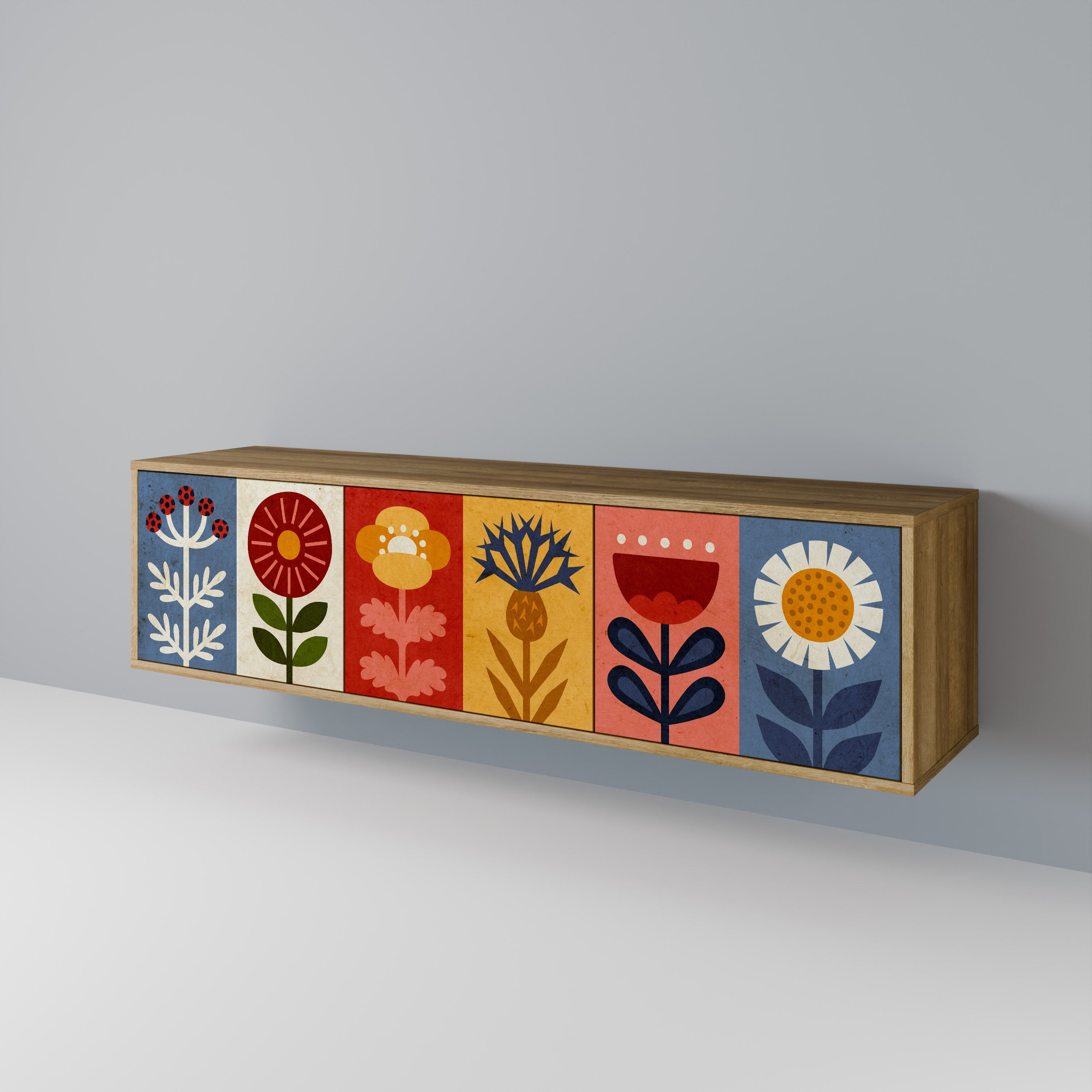 SCANDIC FLOWERET Móvel de TV com 3 Portas em Efeito Carvalho