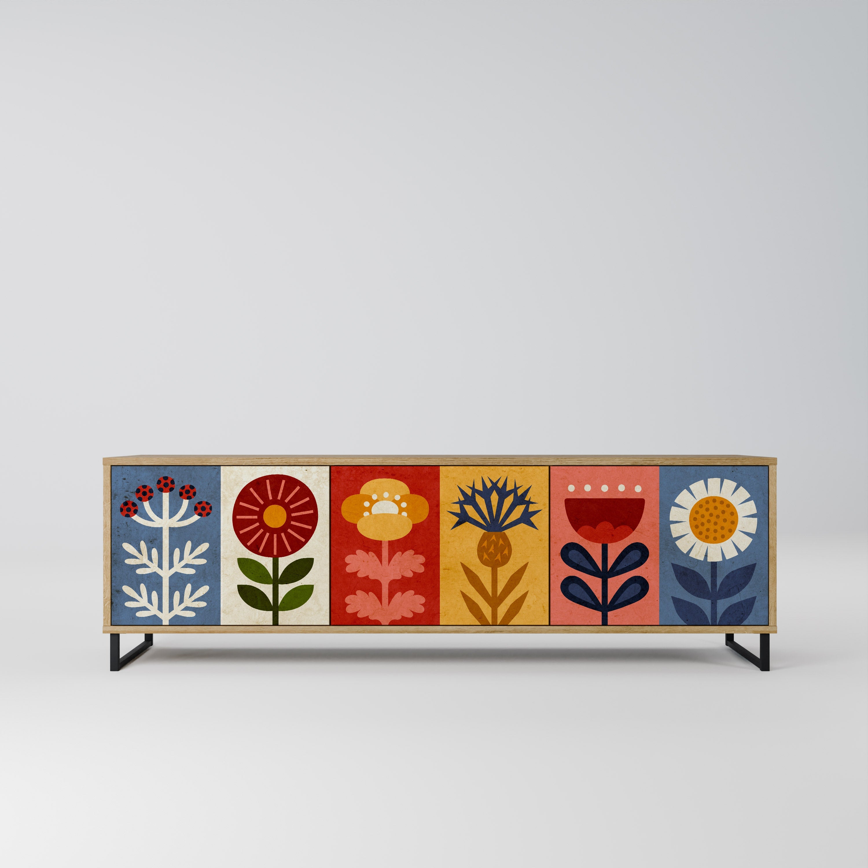 SCANDIC FLOWERET Móvel de TV com 3 Portas em Efeito Carvalho