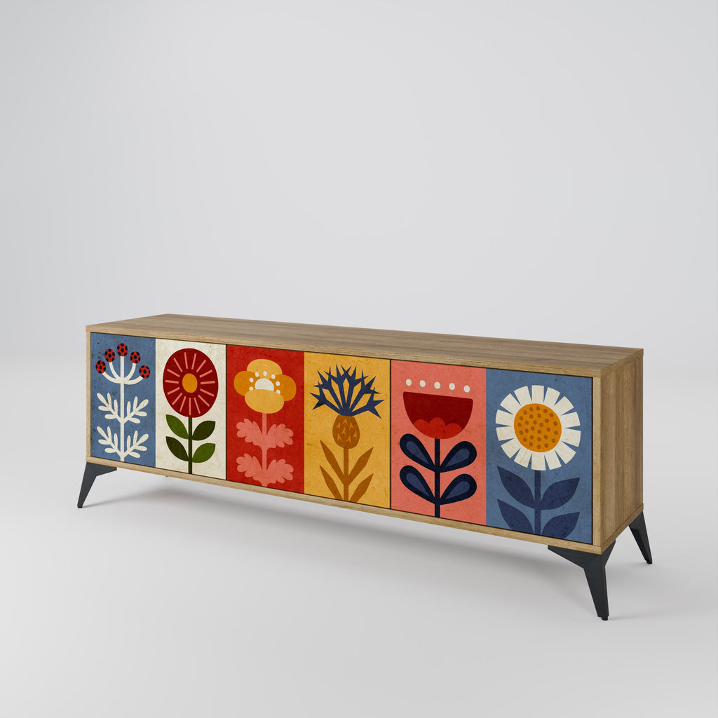 SCANDIC FLOWERET Móvel de TV com 3 Portas em Efeito Carvalho