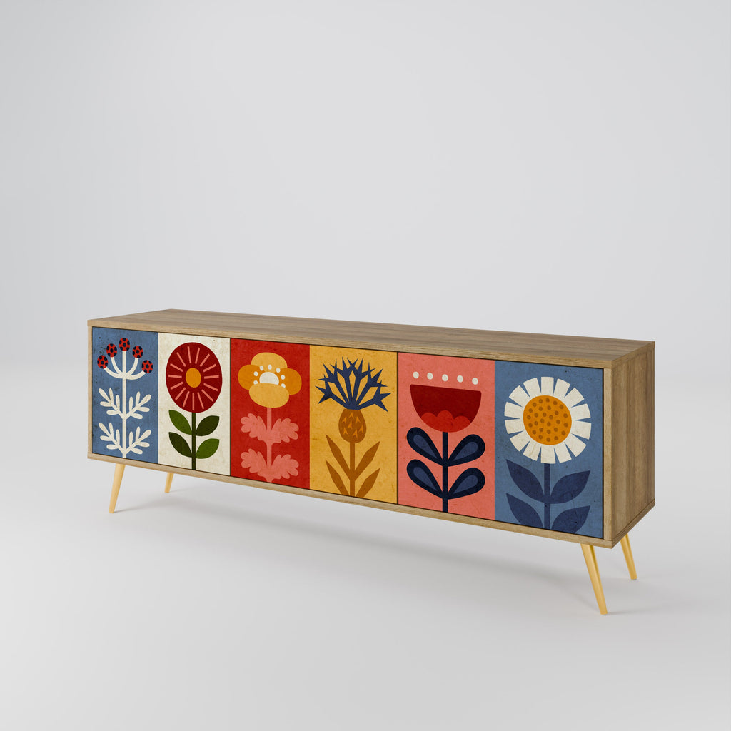 SCANDIC FLOWERET Móvel de TV com 3 Portas em Efeito Carvalho