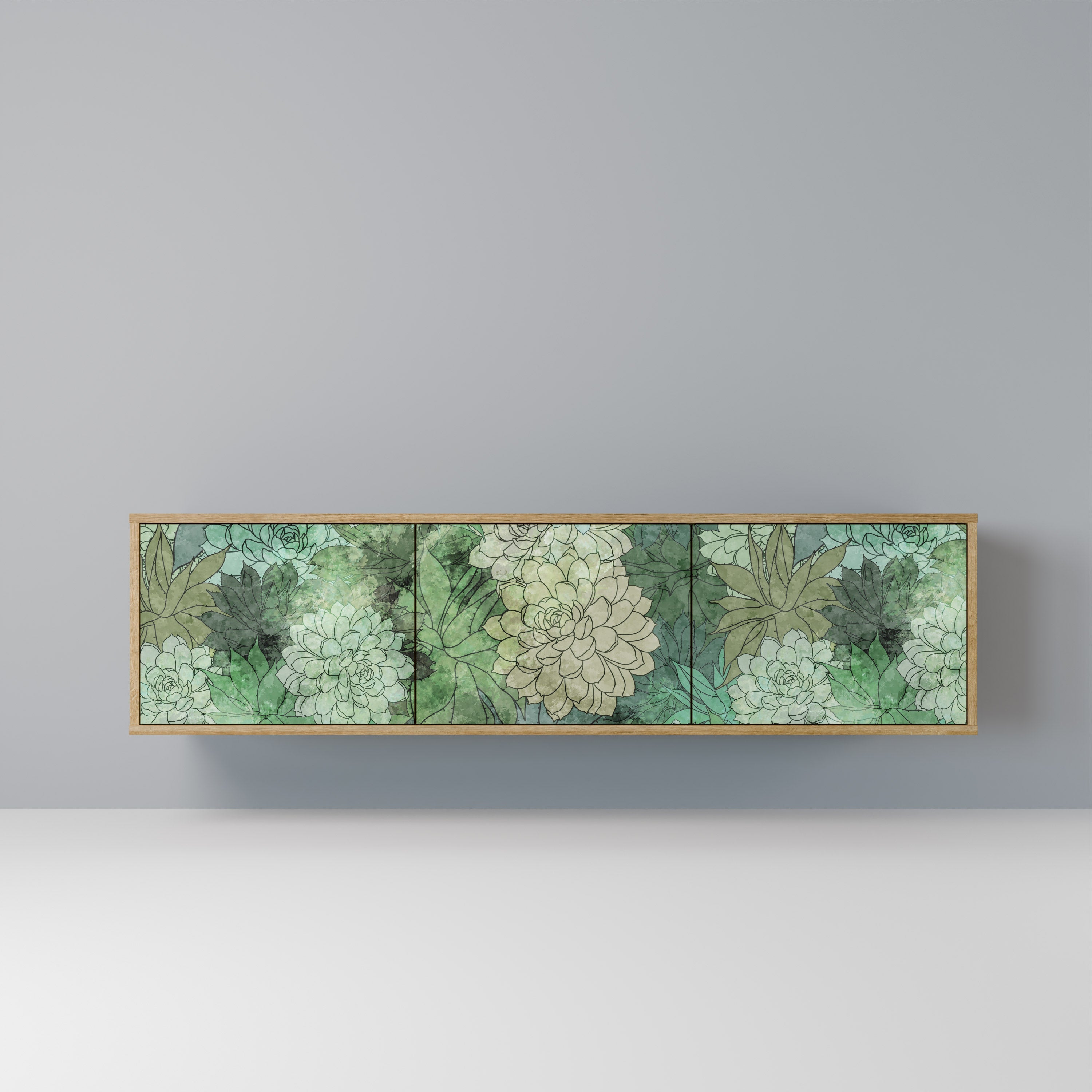 SUCCULENT CLUSTER Móvel de TV com 3 Portas em Efeito Carvalho