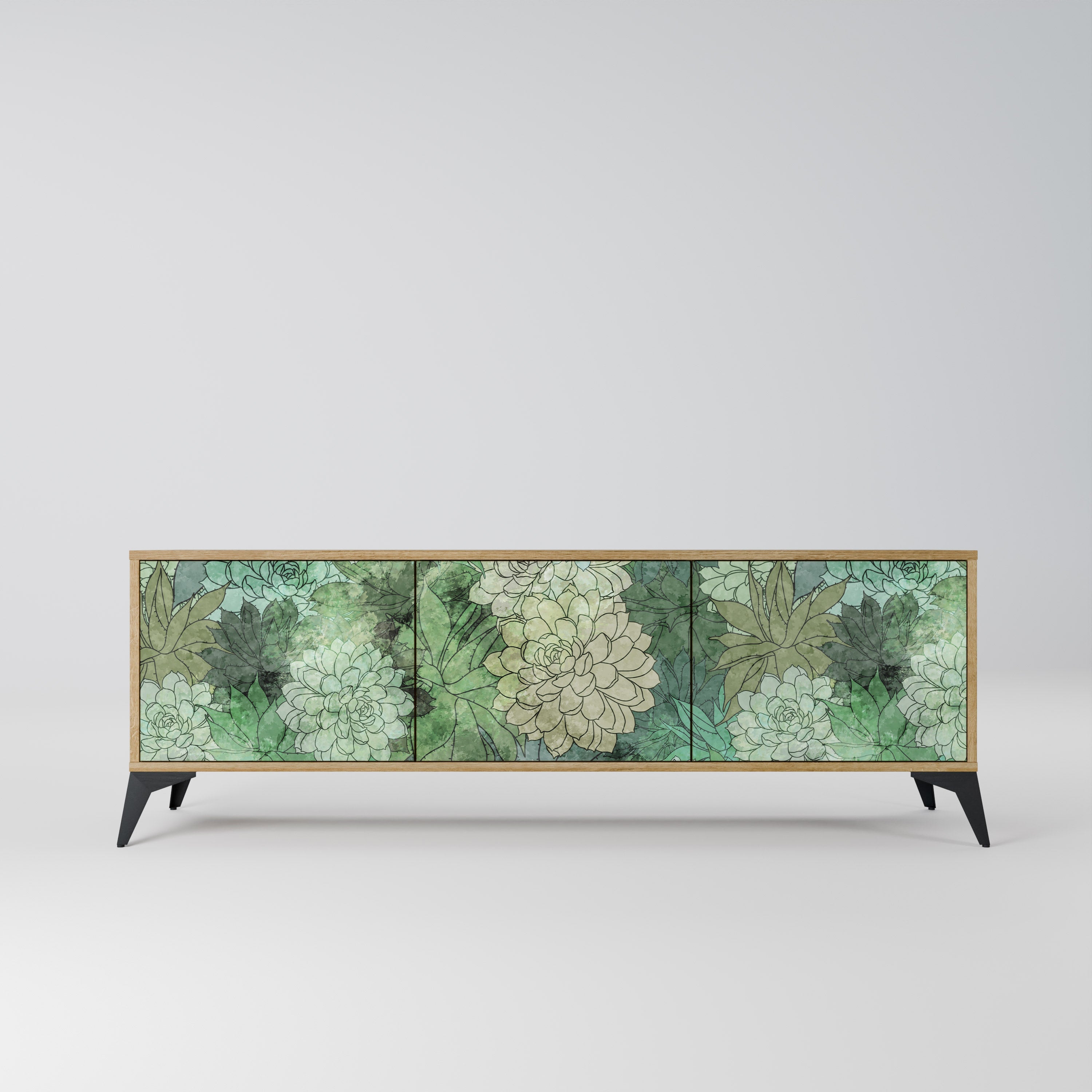 SUCCULENT CLUSTER Móvel de TV com 3 Portas em Efeito Carvalho