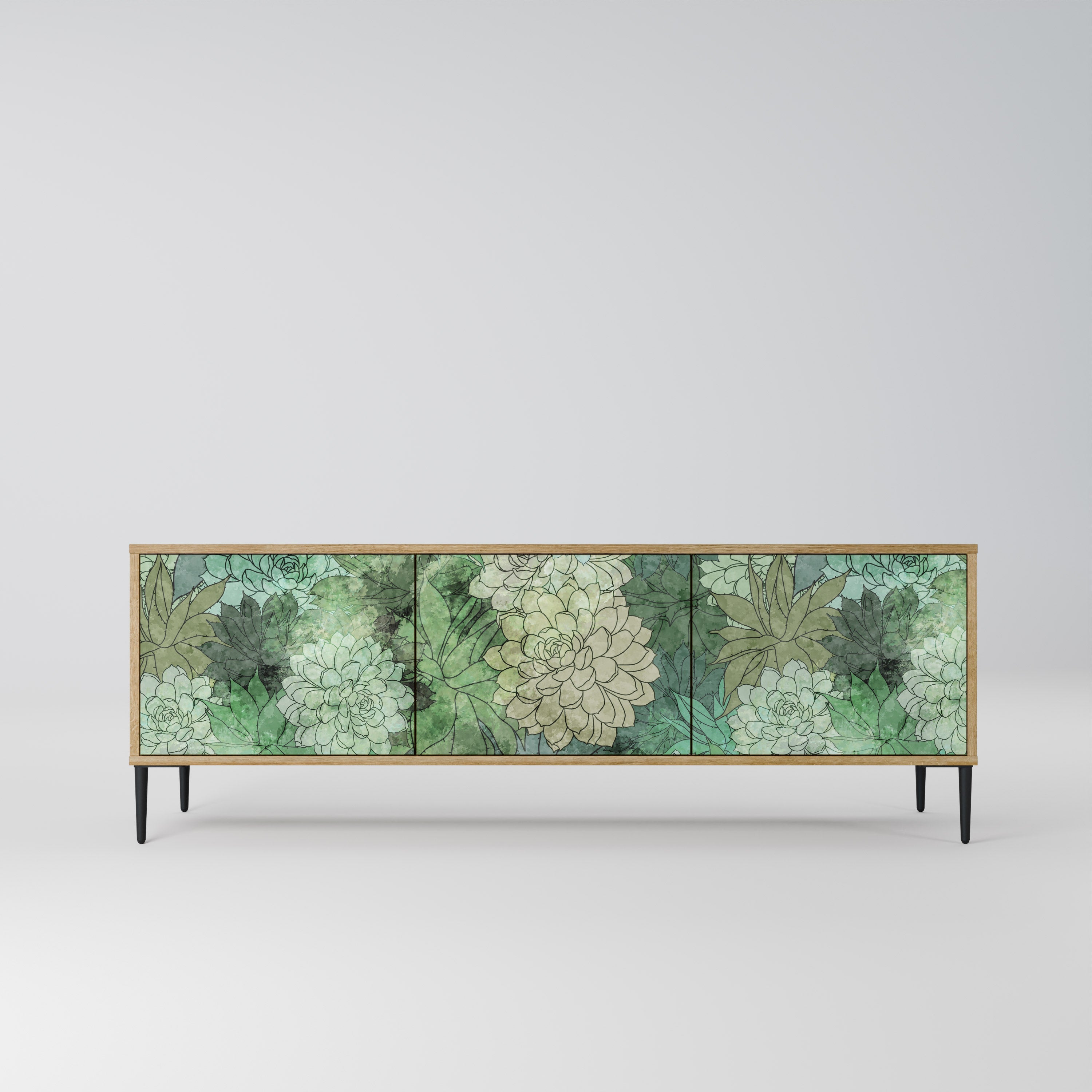 SUCCULENT CLUSTER Móvel de TV com 3 Portas em Efeito Carvalho