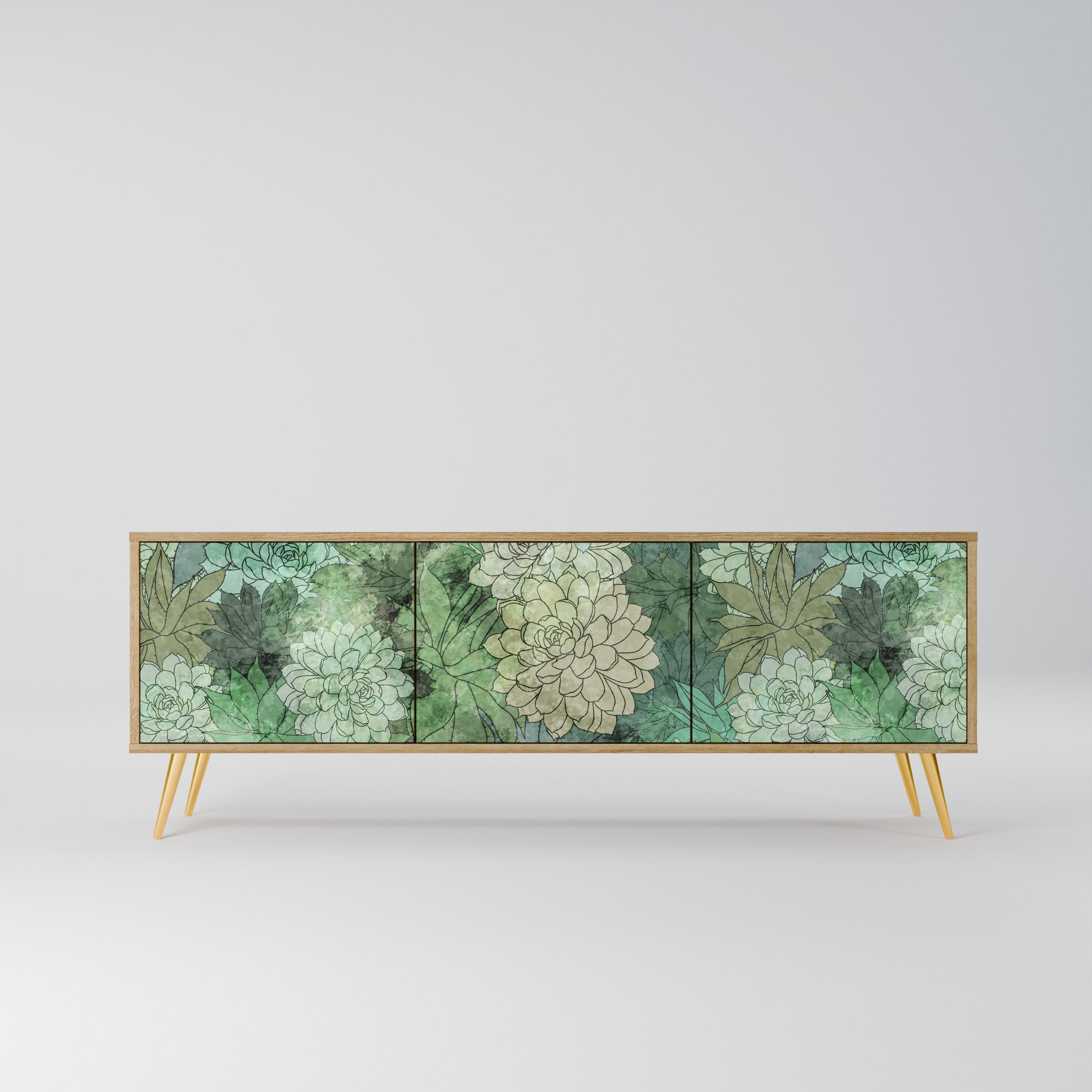 SUCCULENT CLUSTER Móvel de TV com 3 Portas em Efeito Carvalho