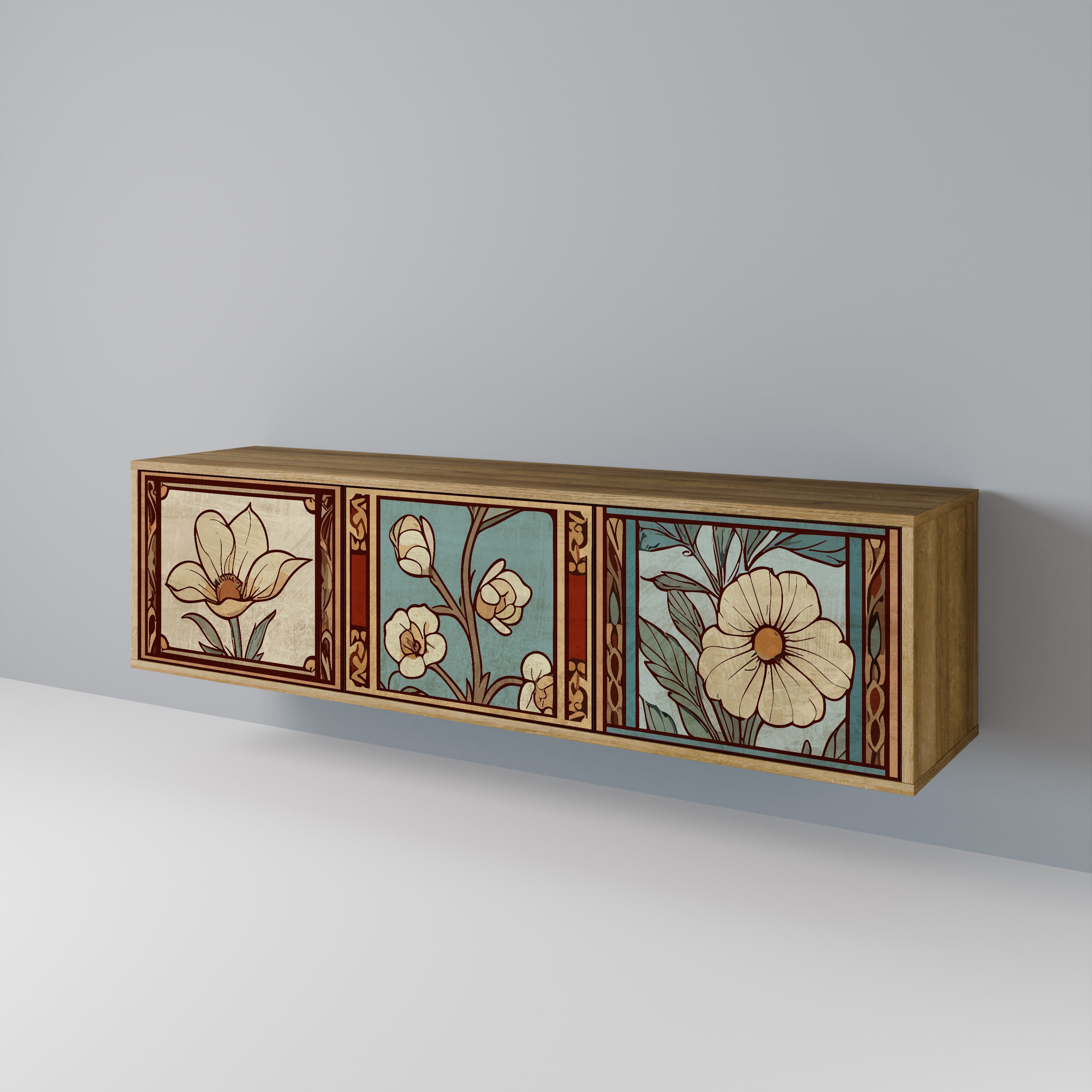 TIMELESS FLORA Móvel de TV com 3 Portas em Efeito Carvalho