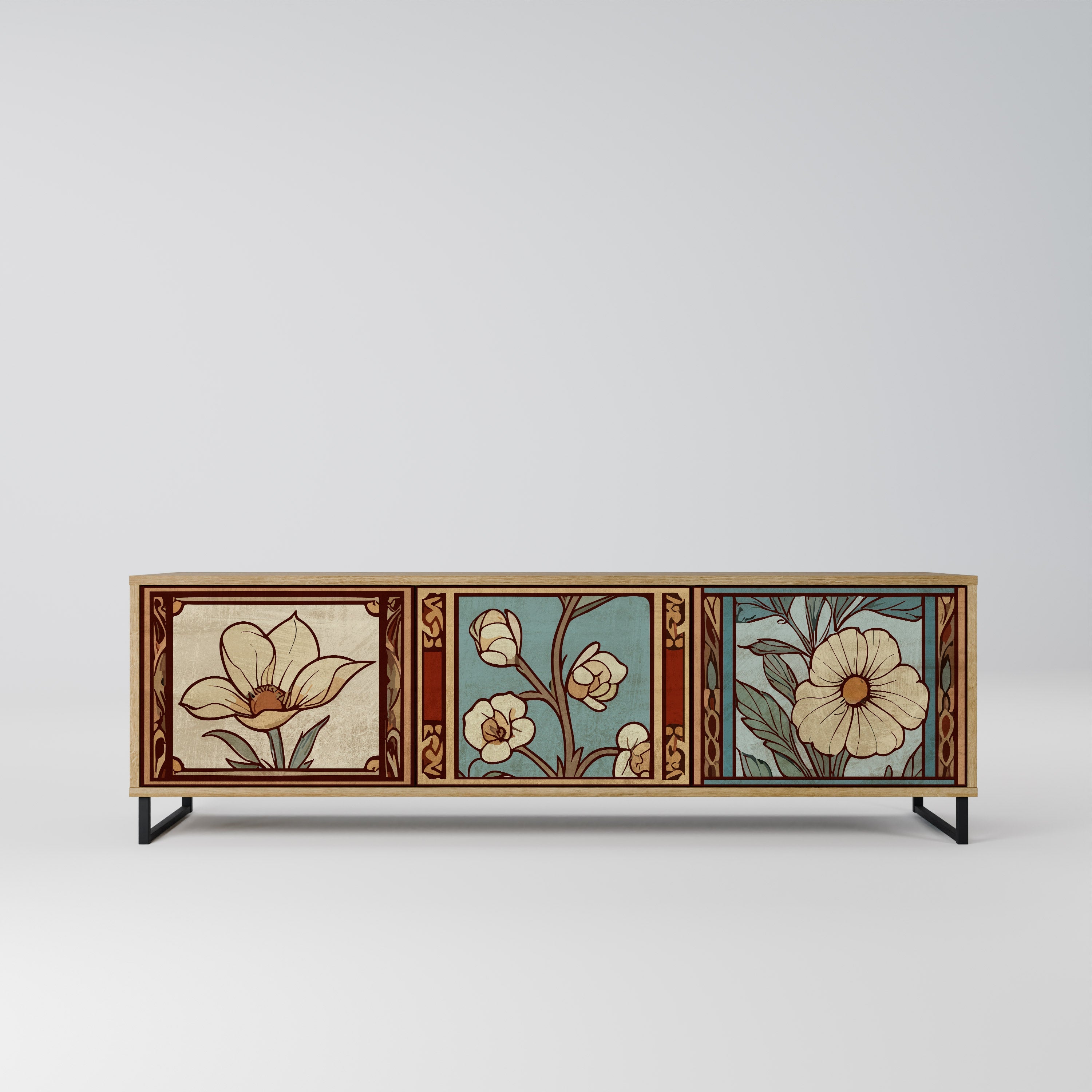 TIMELESS FLORA Móvel de TV com 3 Portas em Efeito Carvalho