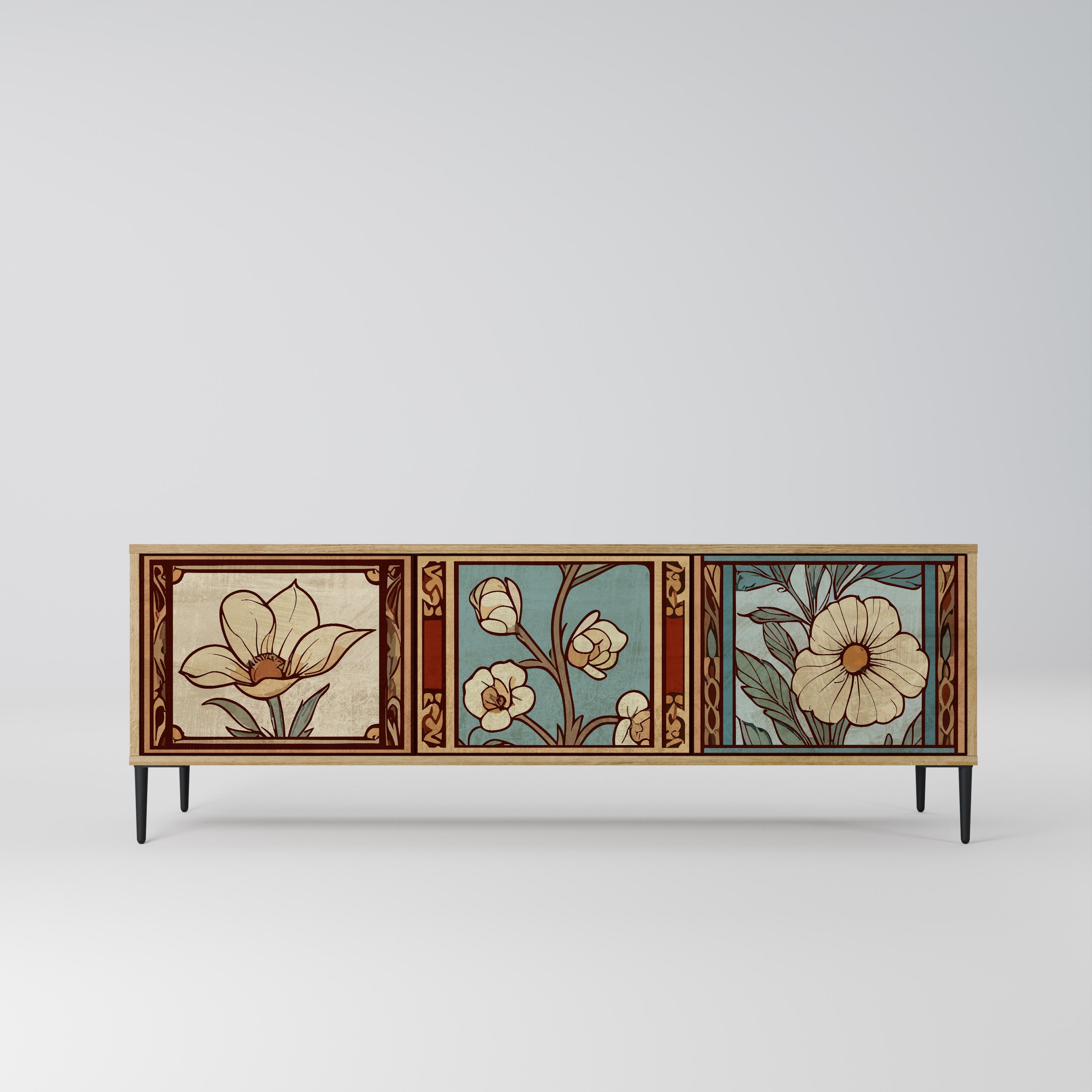 TIMELESS FLORA Móvel de TV com 3 Portas em Efeito Carvalho