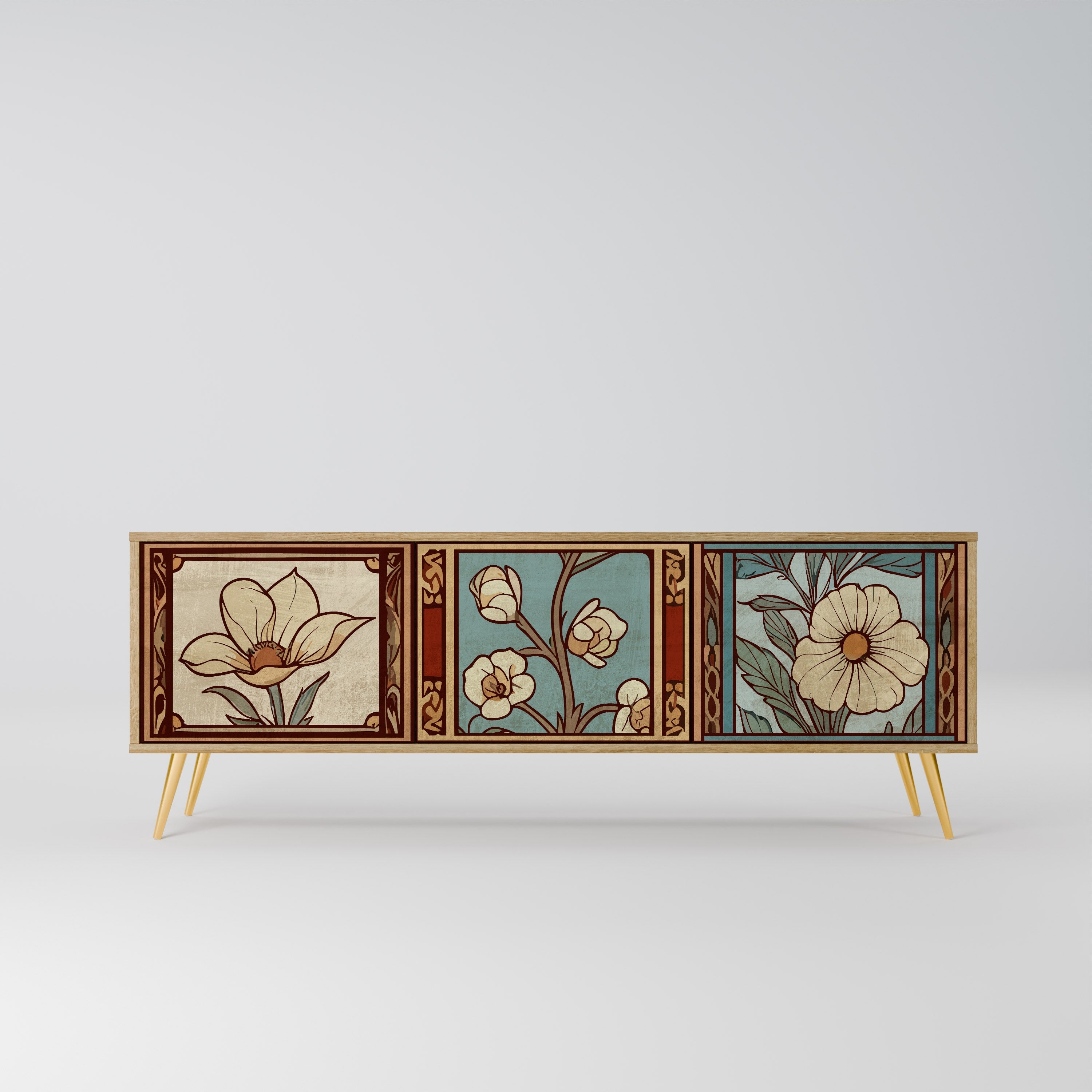 TIMELESS FLORA Móvel de TV com 3 Portas em Efeito Carvalho