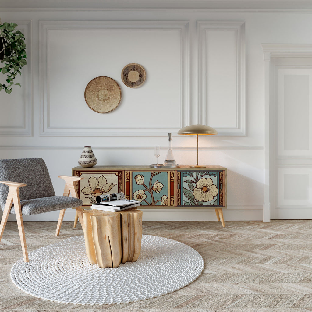 TIMELESS FLORA Móvel de TV com 3 Portas em Efeito Carvalho