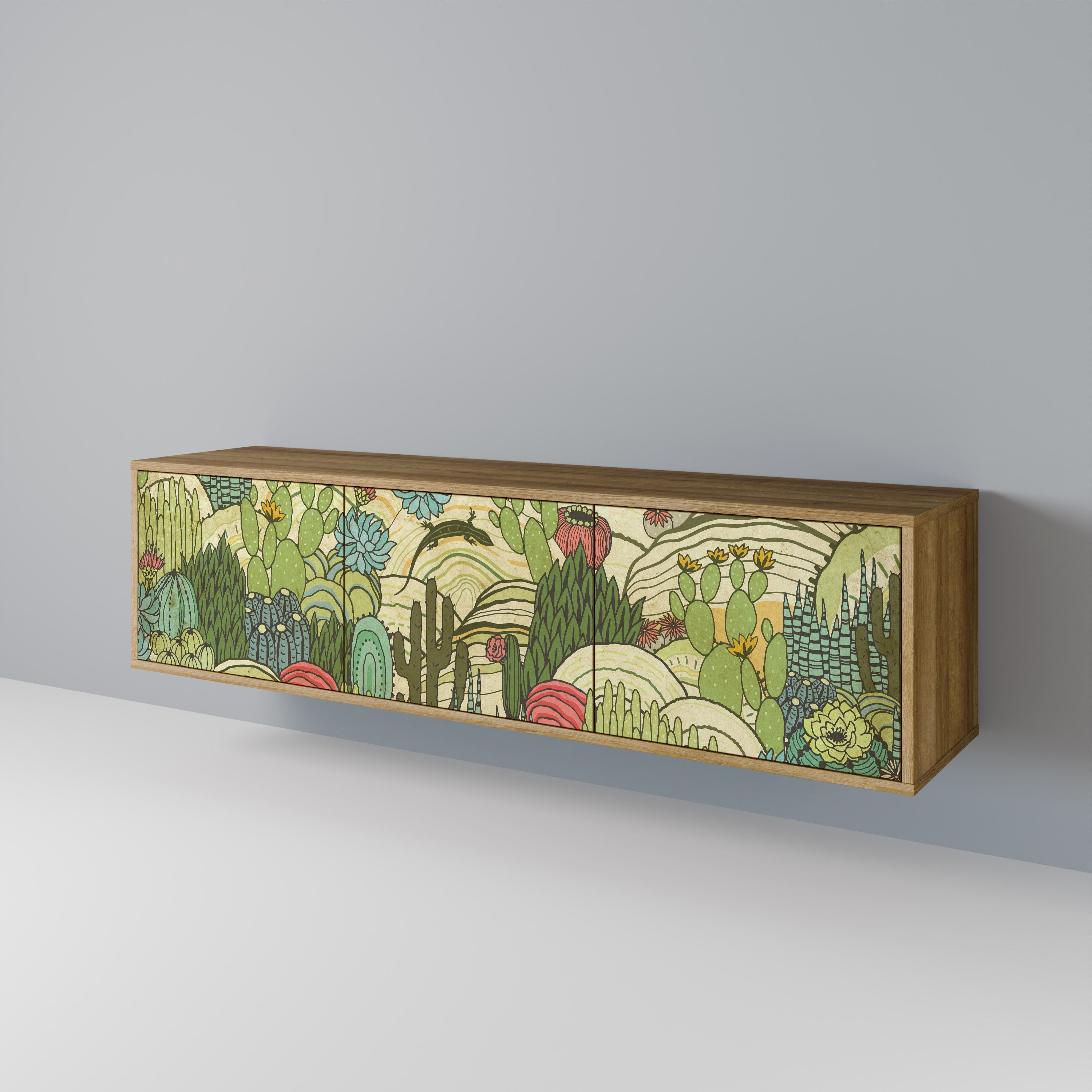 SUCCULENTS KALEIDOSCOPE Móvel de TV com 3 Portas em Efeito Carvalho