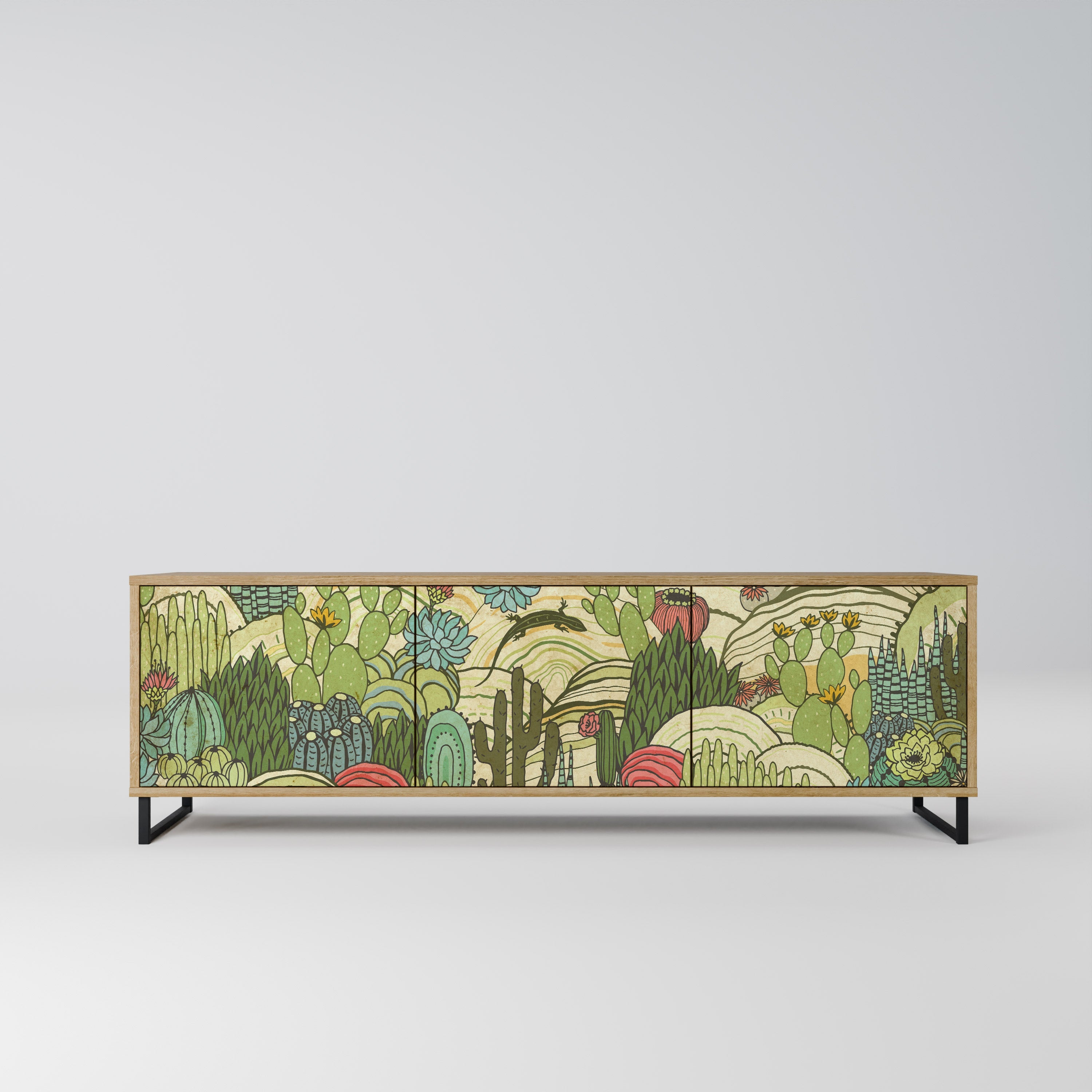 SUCCULENTS KALEIDOSCOPE Móvel de TV com 3 Portas em Efeito Carvalho