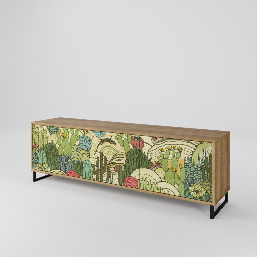 SUCCULENTS KALEIDOSCOPE Móvel de TV com 3 Portas em Efeito Carvalho