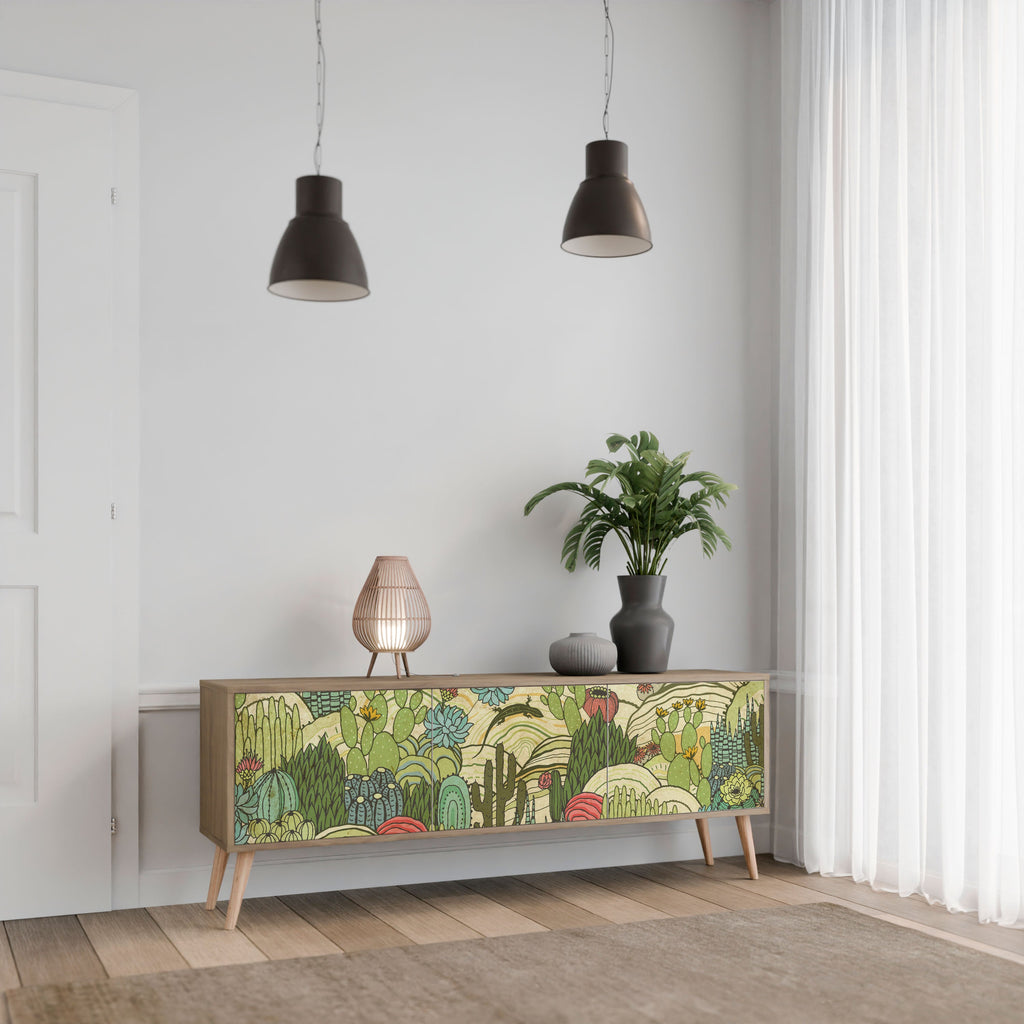 SUCCULENTS KALEIDOSCOPE Móvel de TV com 3 Portas em Efeito Carvalho