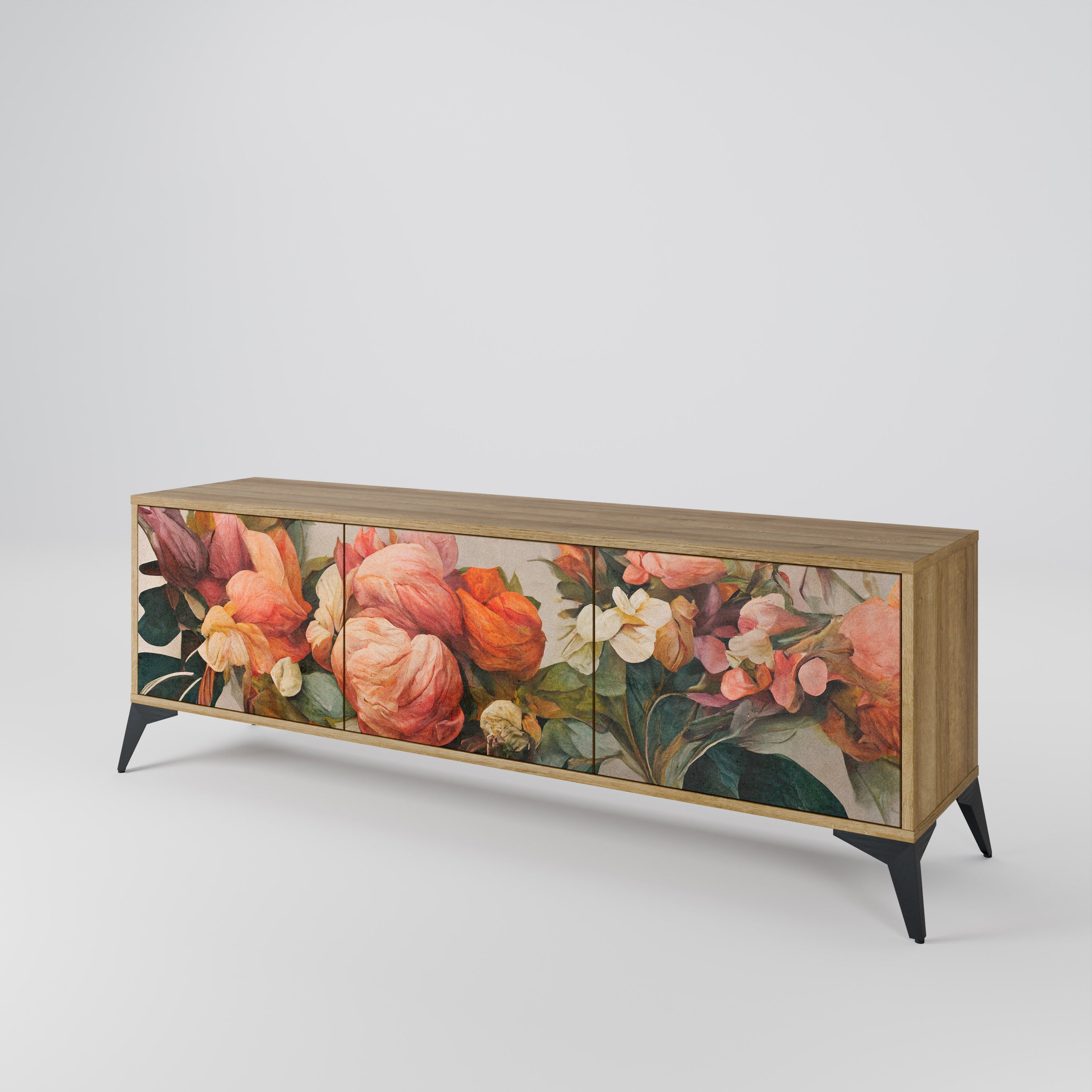 STYLISH BEAUTY Móvel de TV com 3 Portas em Efeito Carvalho