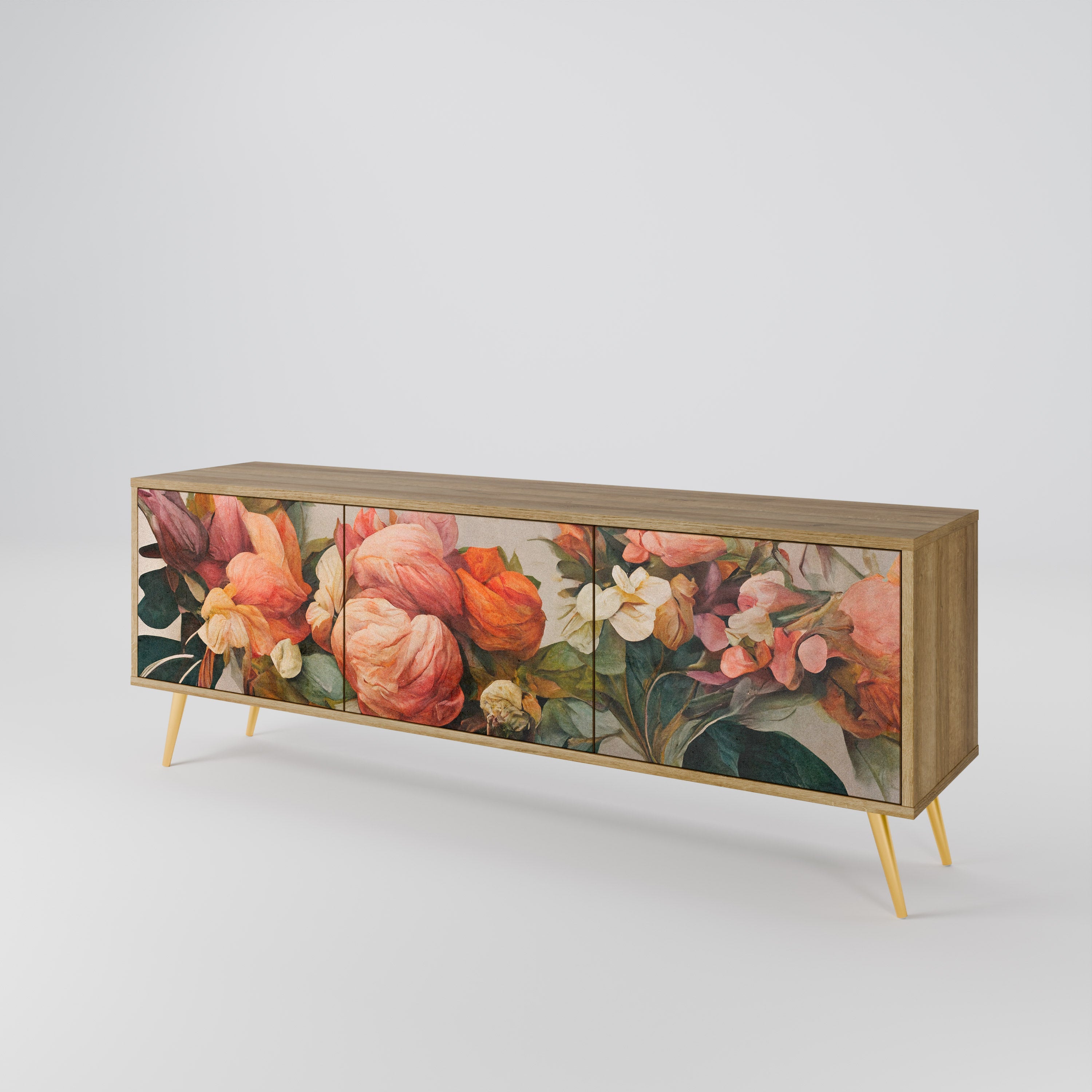 STYLISH BEAUTY Móvel de TV com 3 Portas em Efeito Carvalho