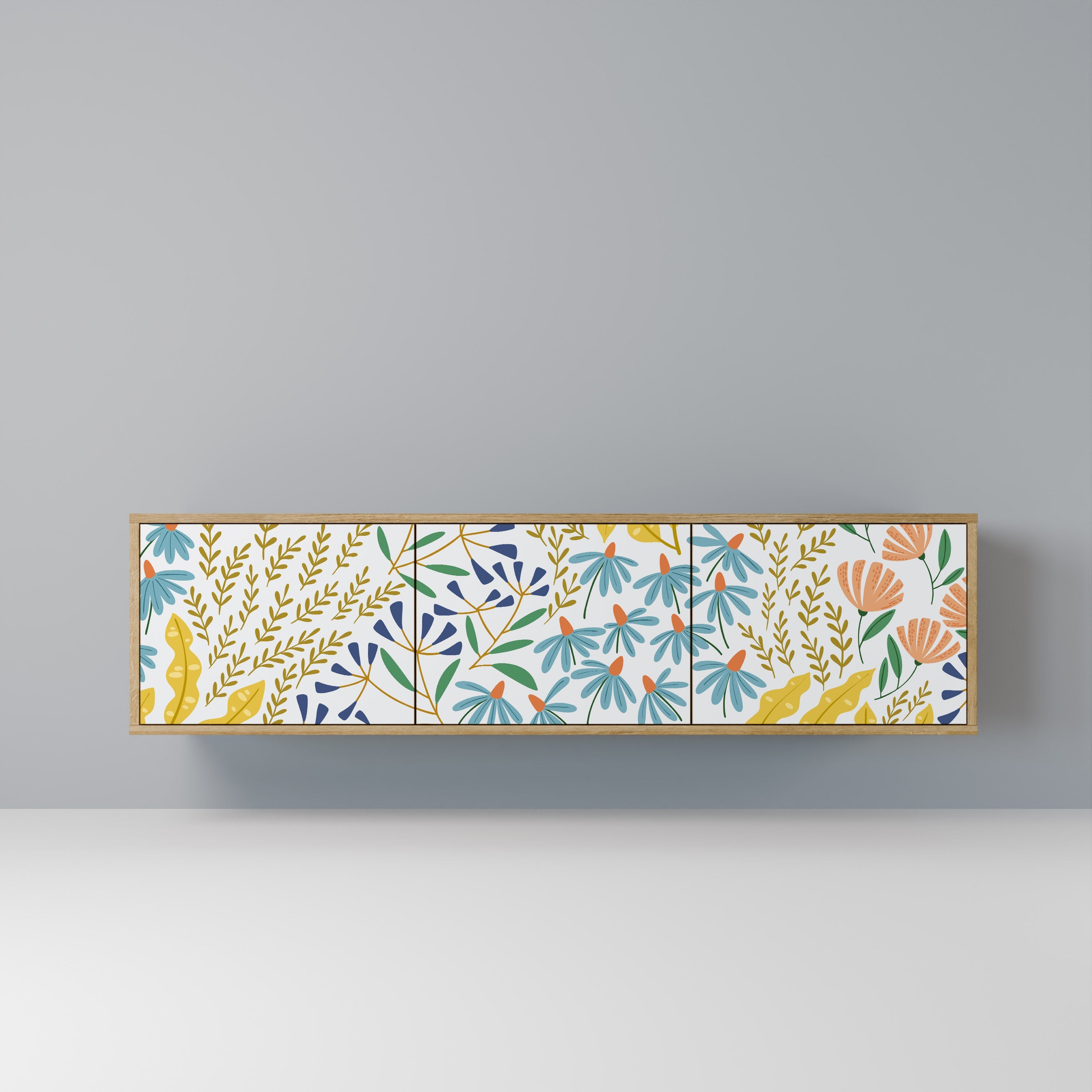 HELLO SPRING Móvel de TV com 3 Portas em Efeito Carvalho