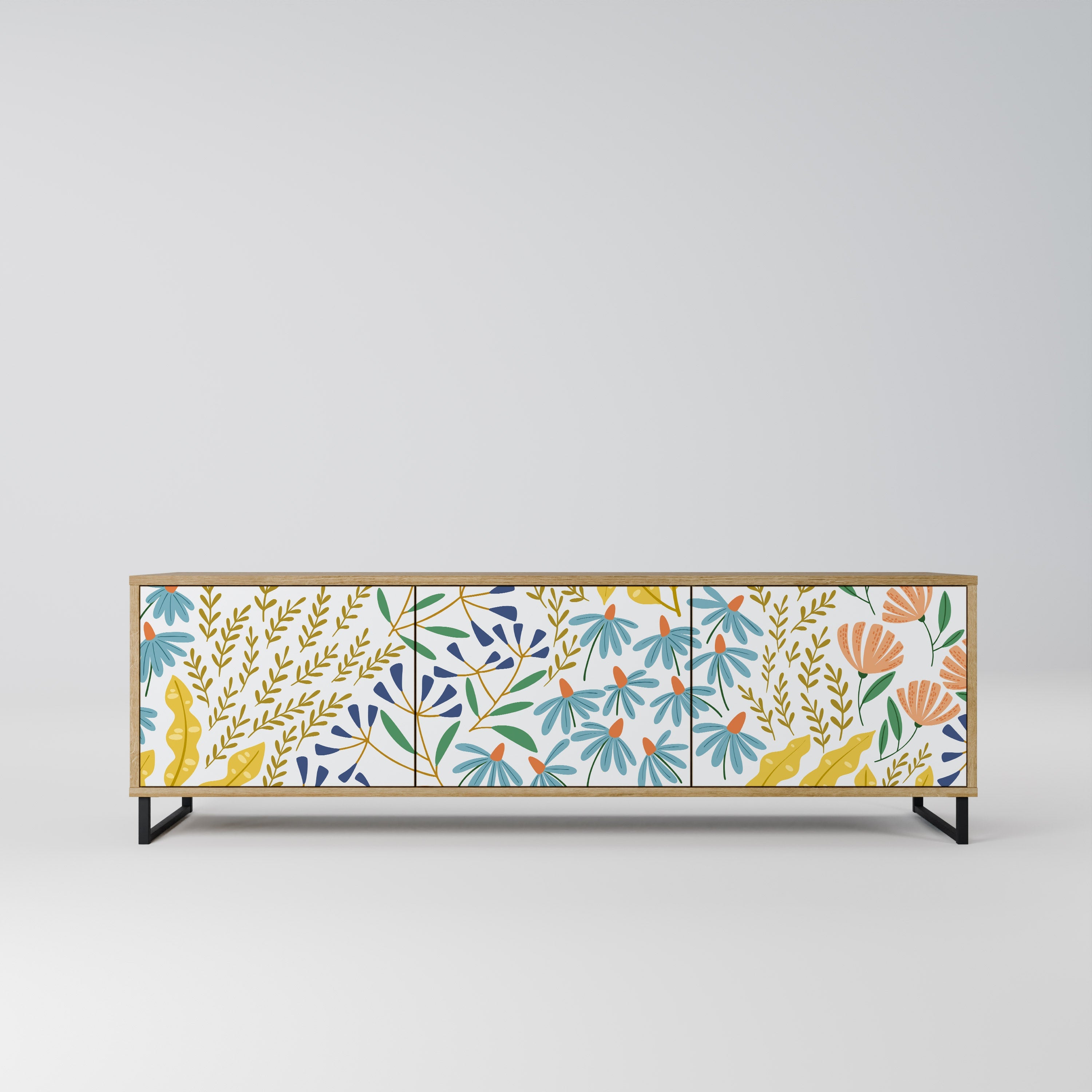 HELLO SPRING Móvel de TV com 3 Portas em Efeito Carvalho