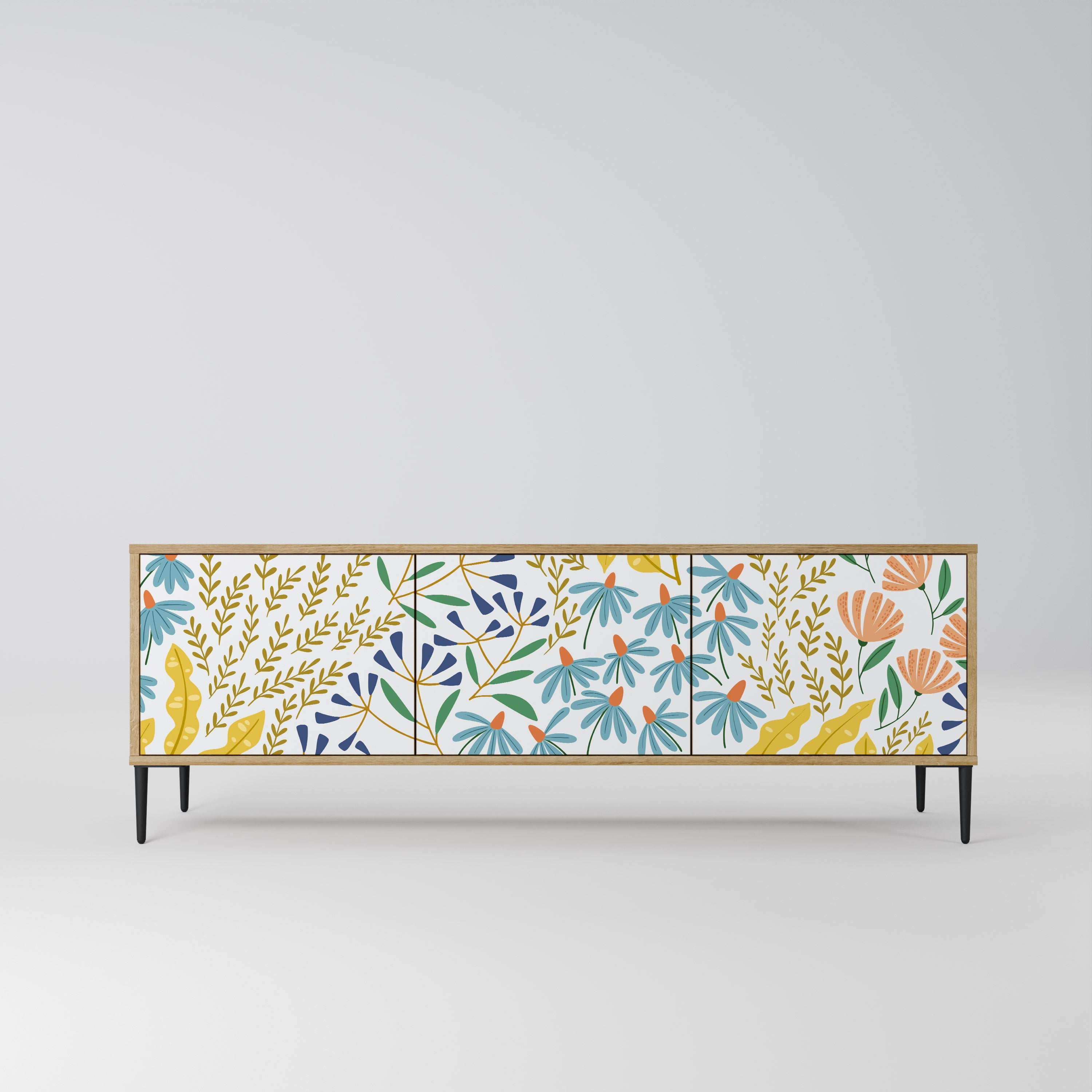 HELLO SPRING Móvel de TV com 3 Portas em Efeito Carvalho