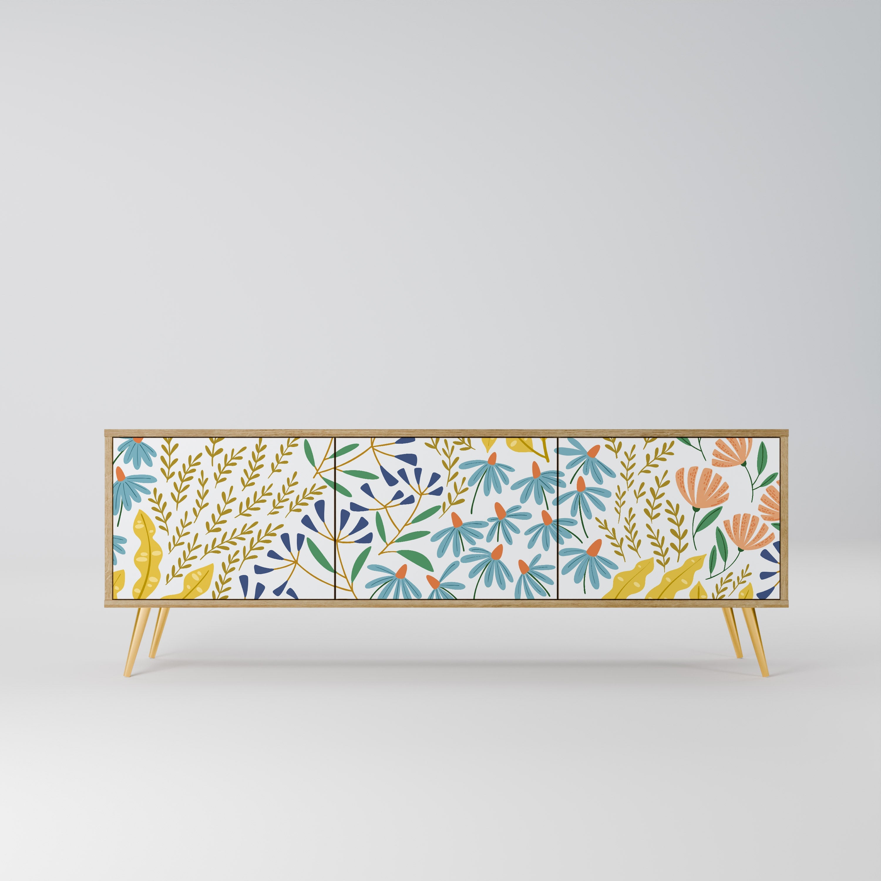 HELLO SPRING Móvel de TV com 3 Portas em Efeito Carvalho