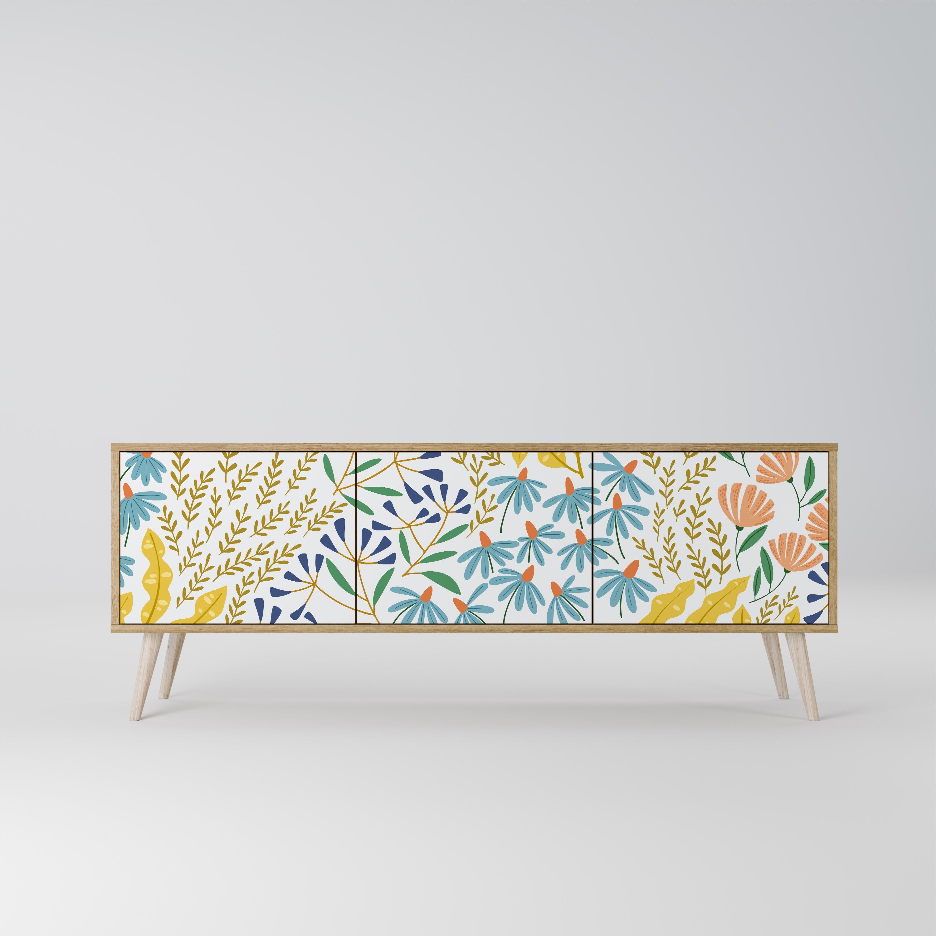 HELLO SPRING Móvel de TV com 3 Portas em Efeito Carvalho