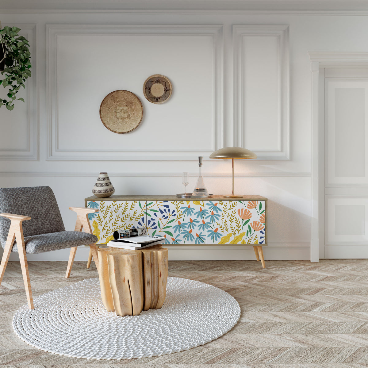 HELLO SPRING 3-Door TV Cabinet