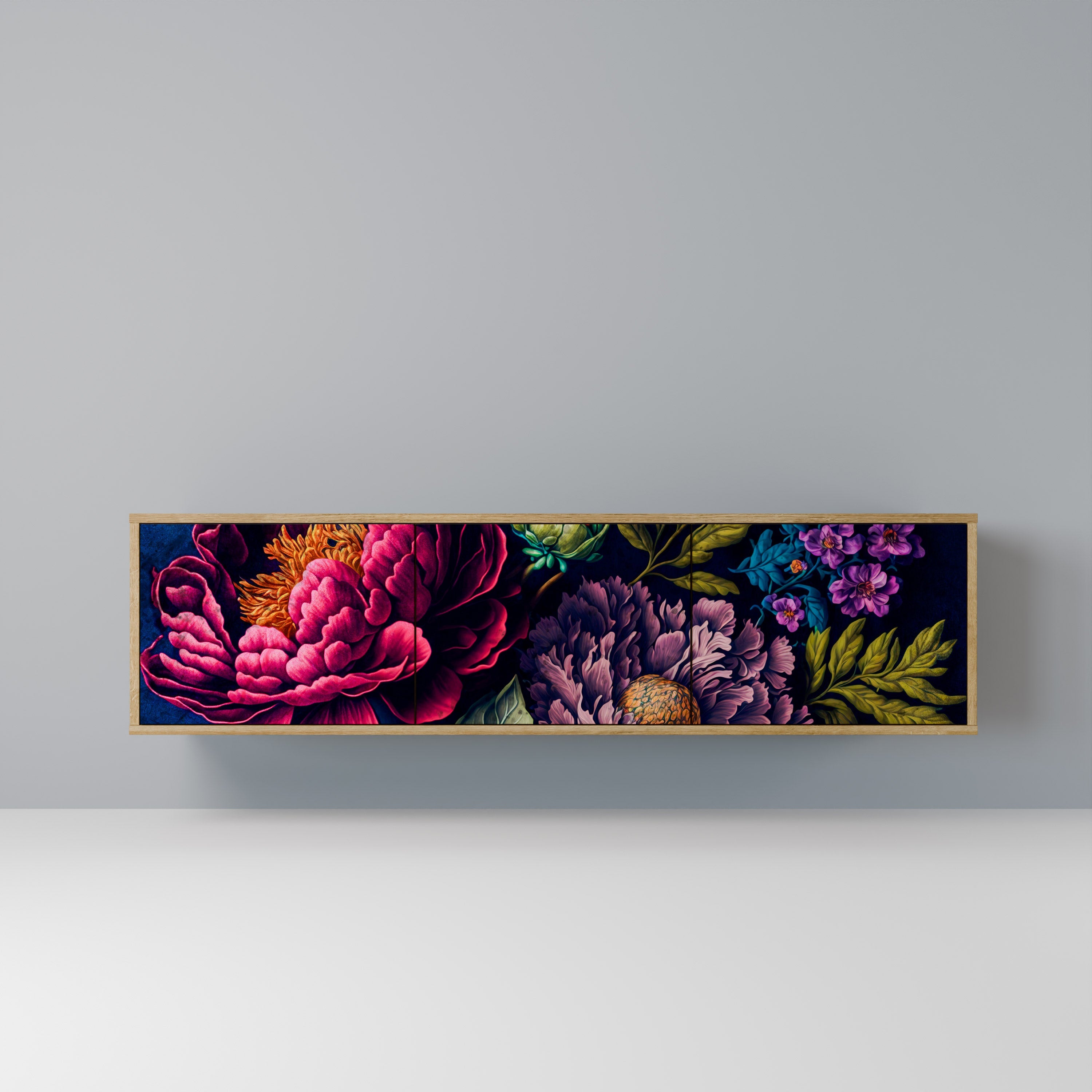 BLOOMING ELEGANCE Móvel de TV com 3 Portas em Efeito Carvalho