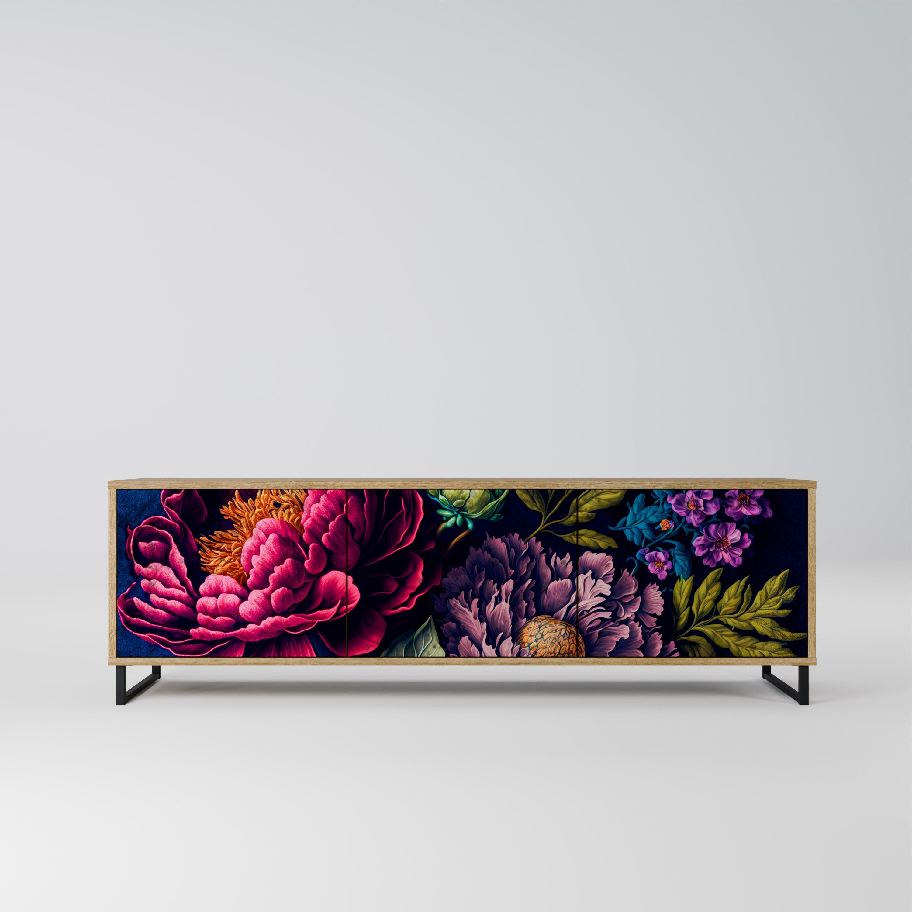 BLOOMING ELEGANCE Móvel de TV com 3 Portas em Efeito Carvalho