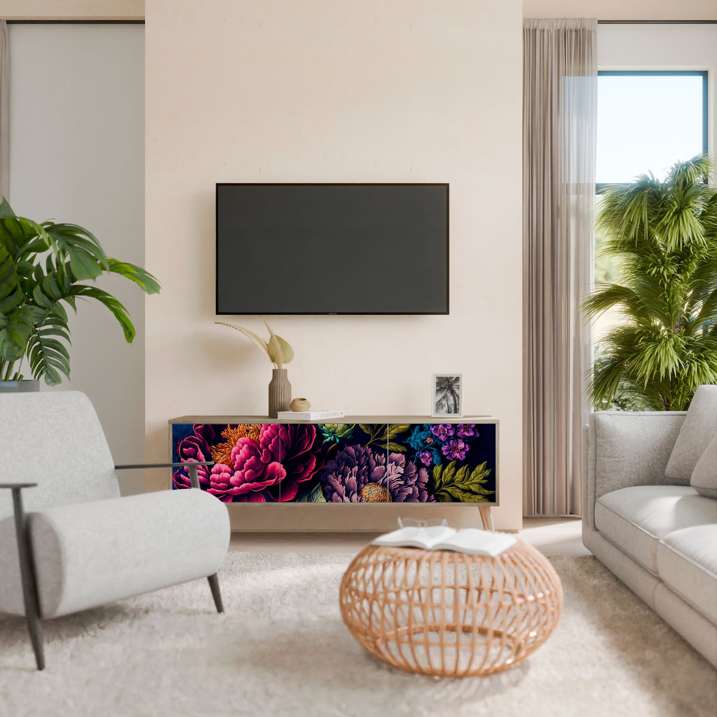 BLOOMING ELEGANCE Móvel de TV de 3 Portas
