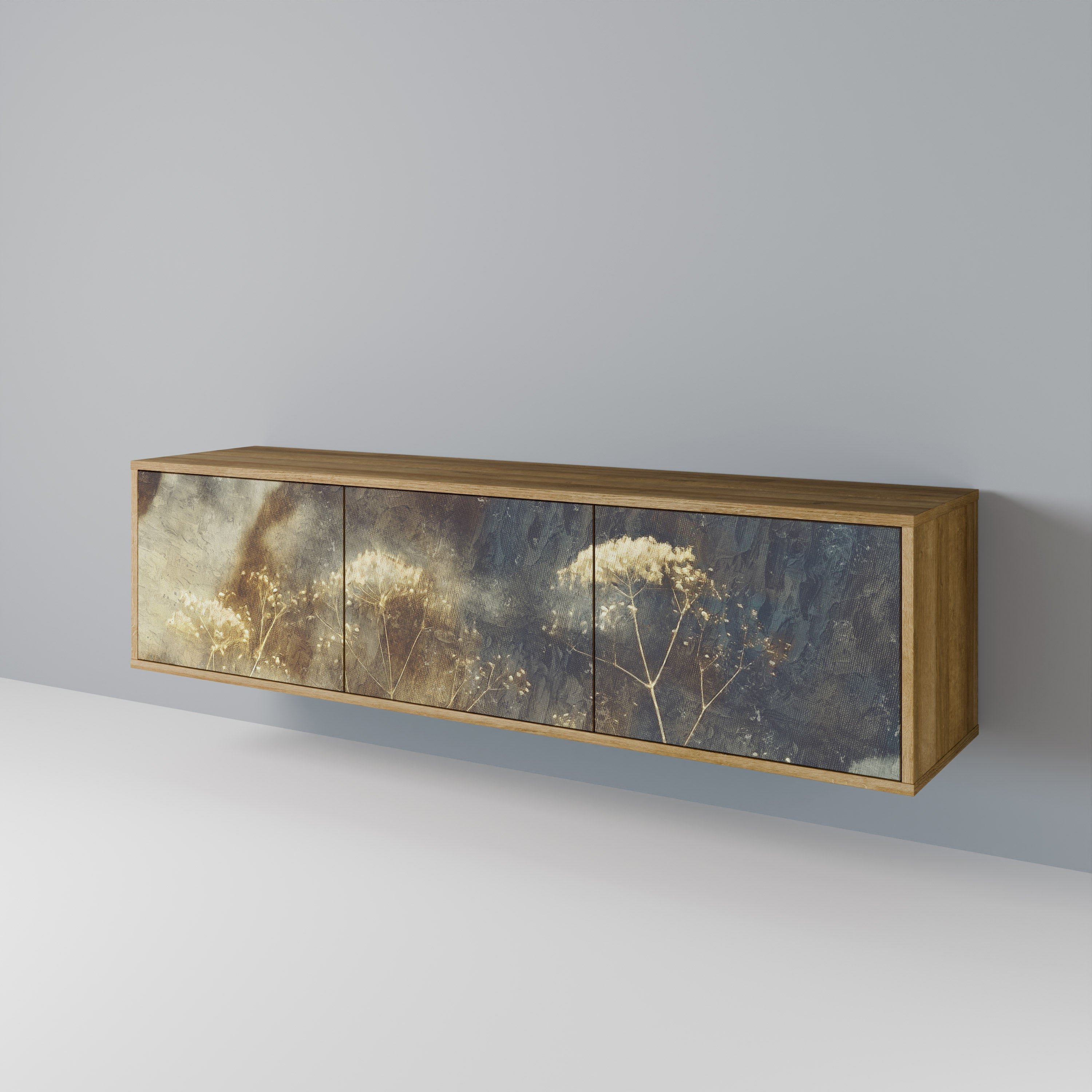 GENTLE POWER Móvel de TV com 3 Portas em Efeito Carvalho