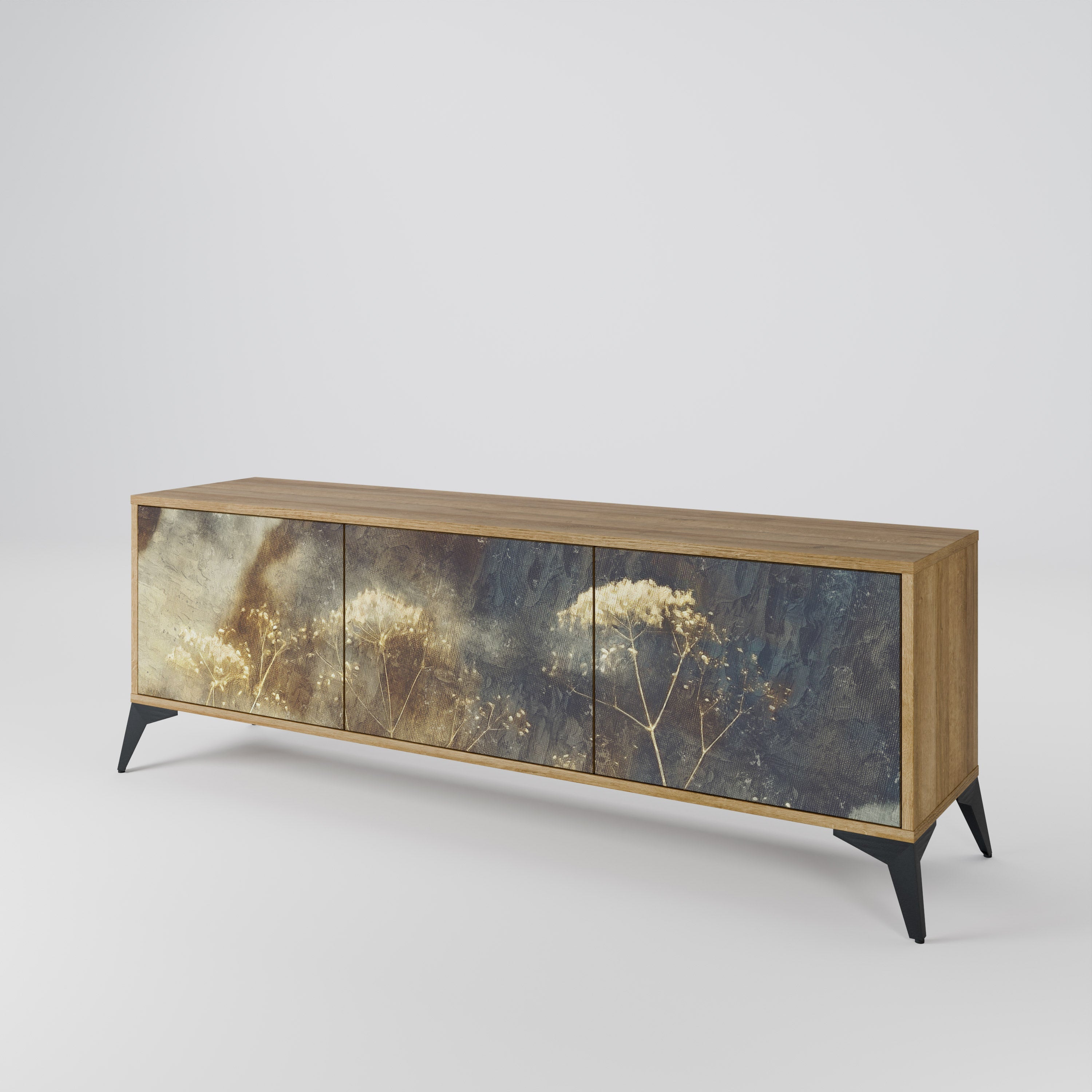 GENTLE POWER Móvel de TV com 3 Portas em Efeito Carvalho