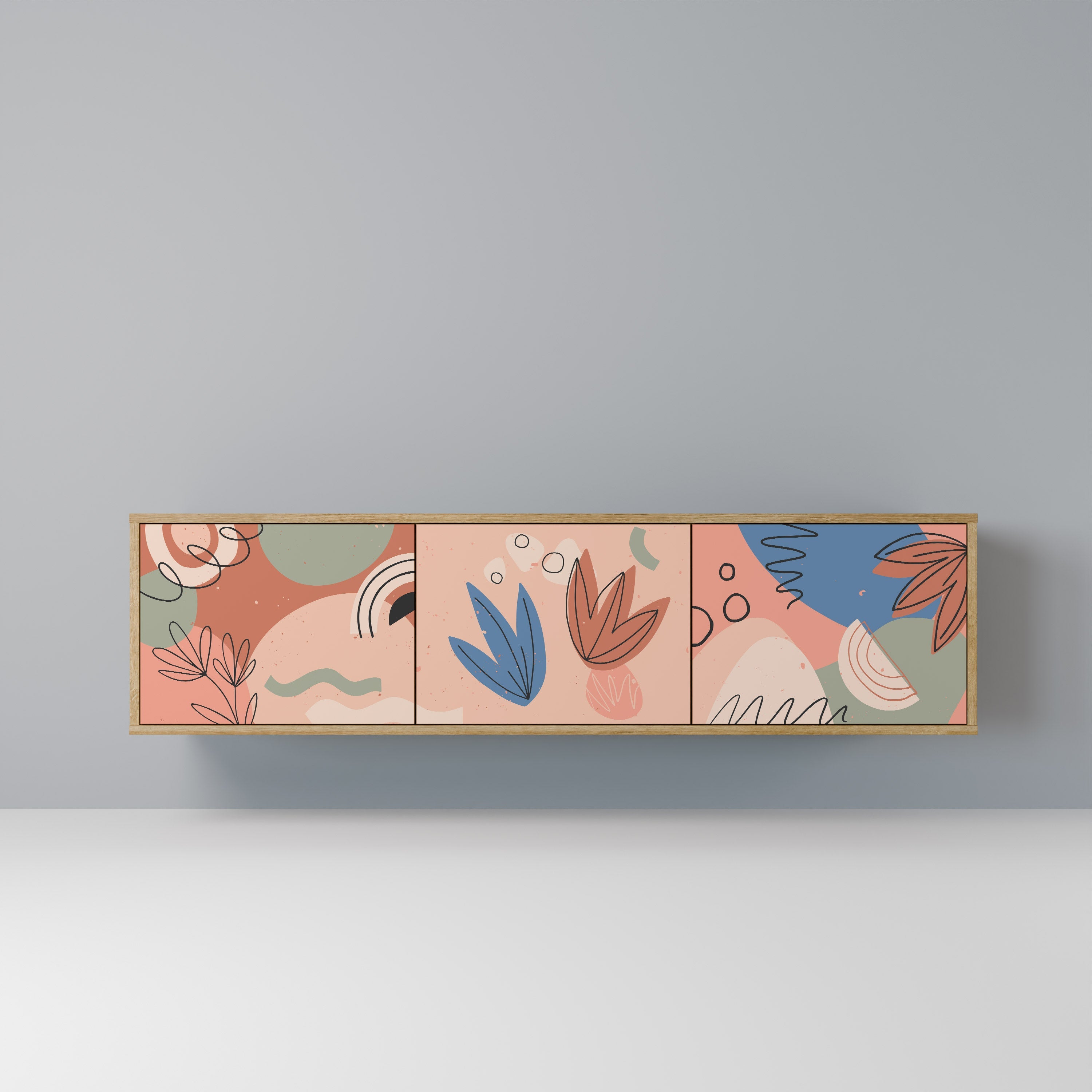 PASTEL DESTINY Móvel de TV com 3 Portas em Efeito Carvalho