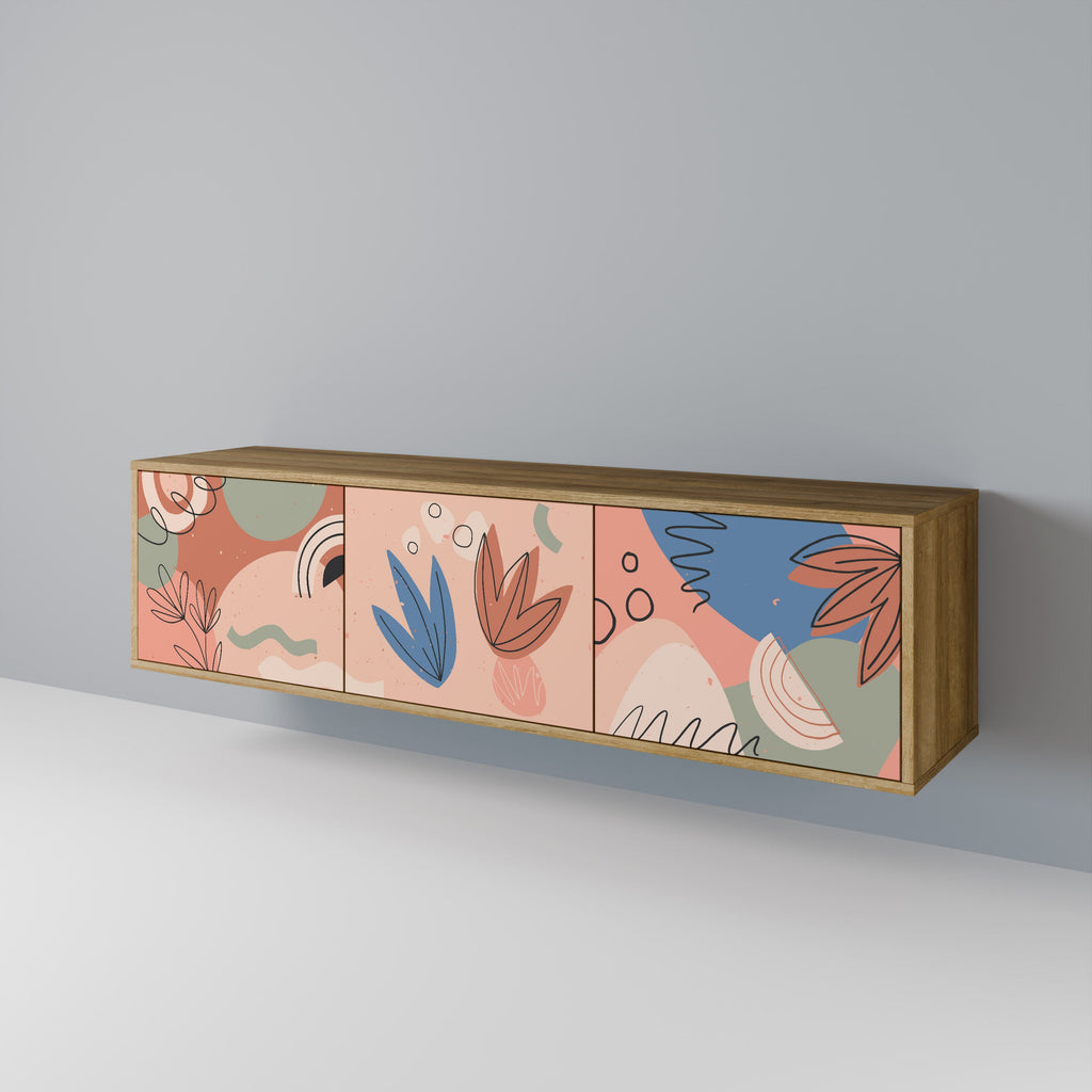 PASTEL DESTINY Móvel de TV com 3 Portas em Efeito Carvalho