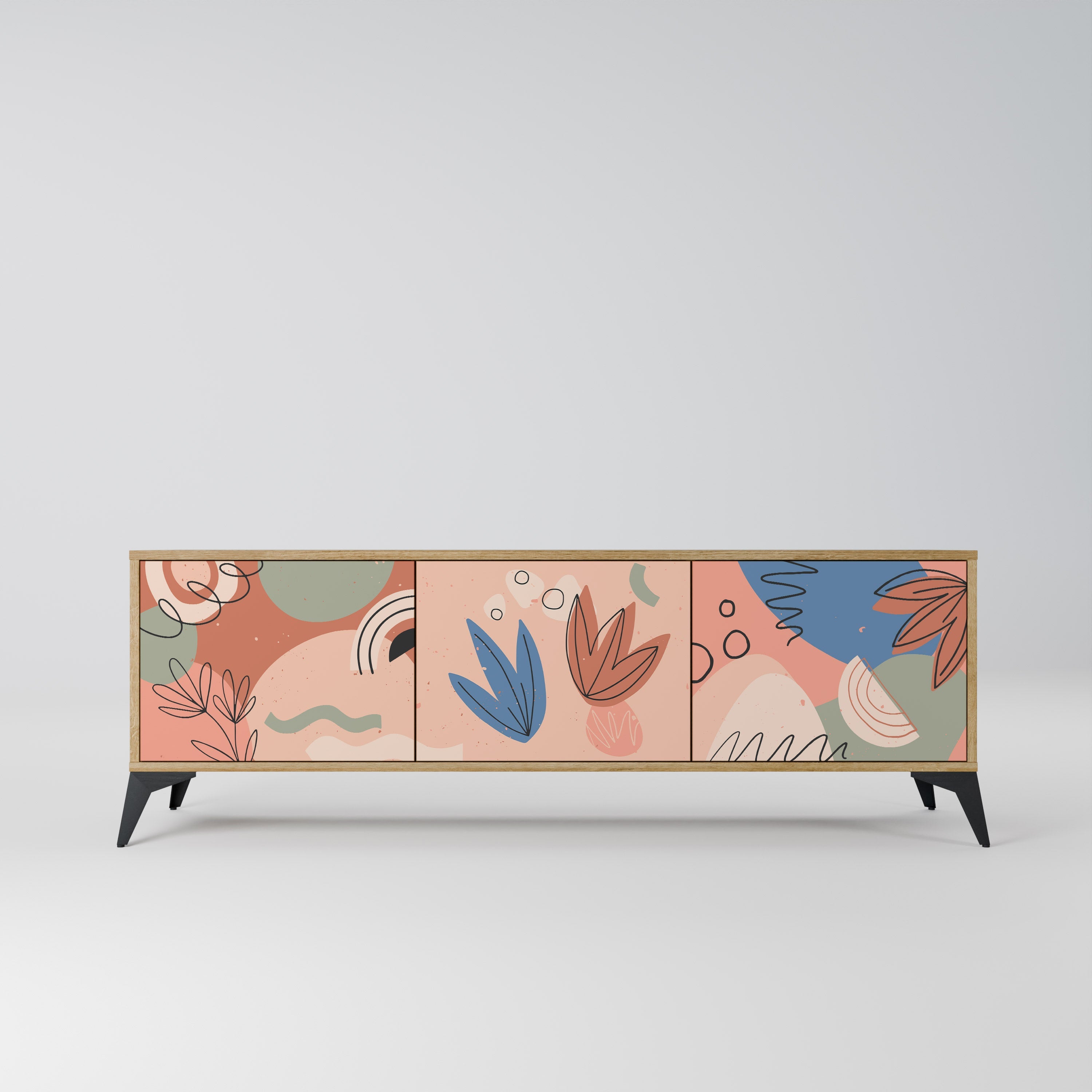 PASTEL DESTINY Móvel de TV com 3 Portas em Efeito Carvalho