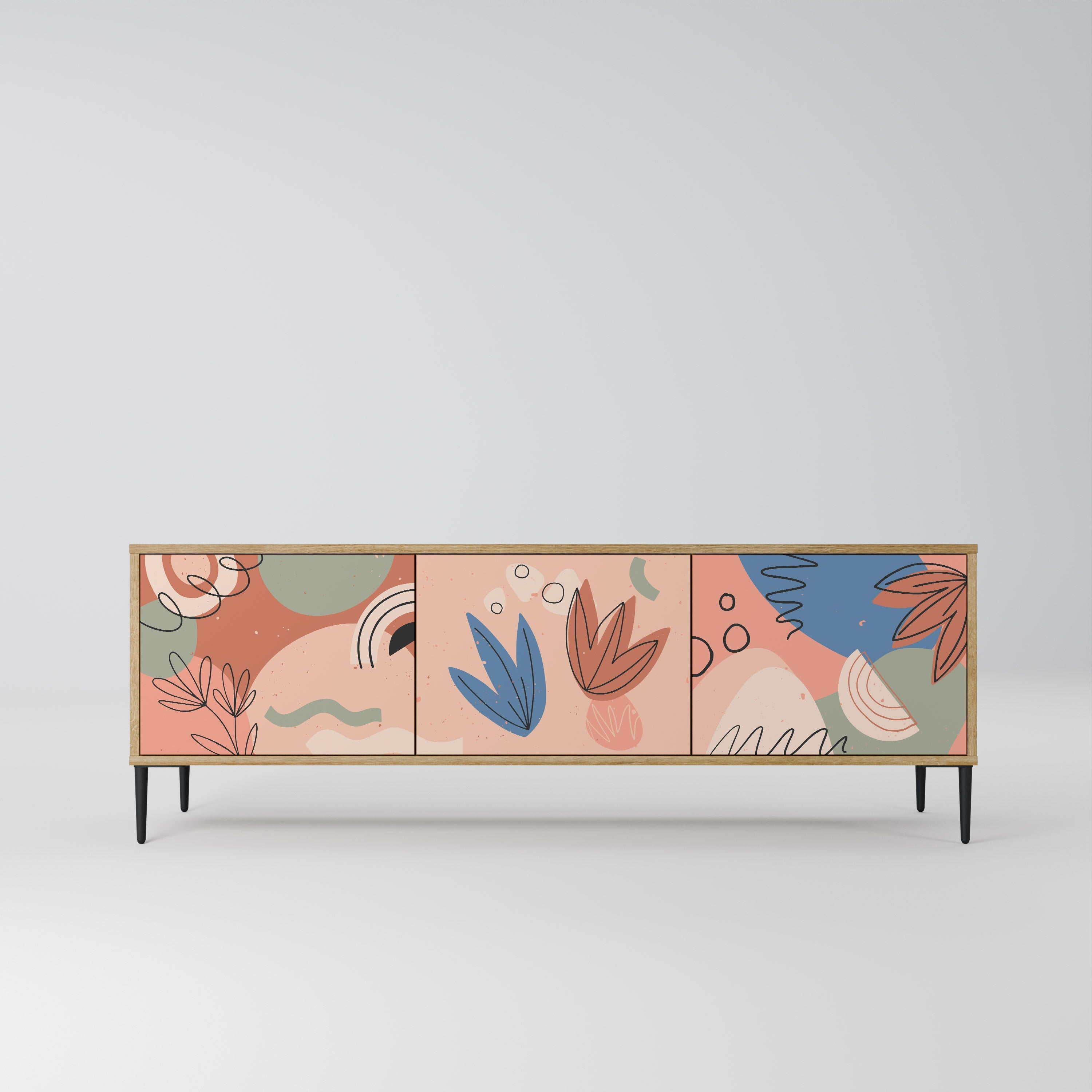 PASTEL DESTINY Móvel de TV com 3 Portas em Efeito Carvalho