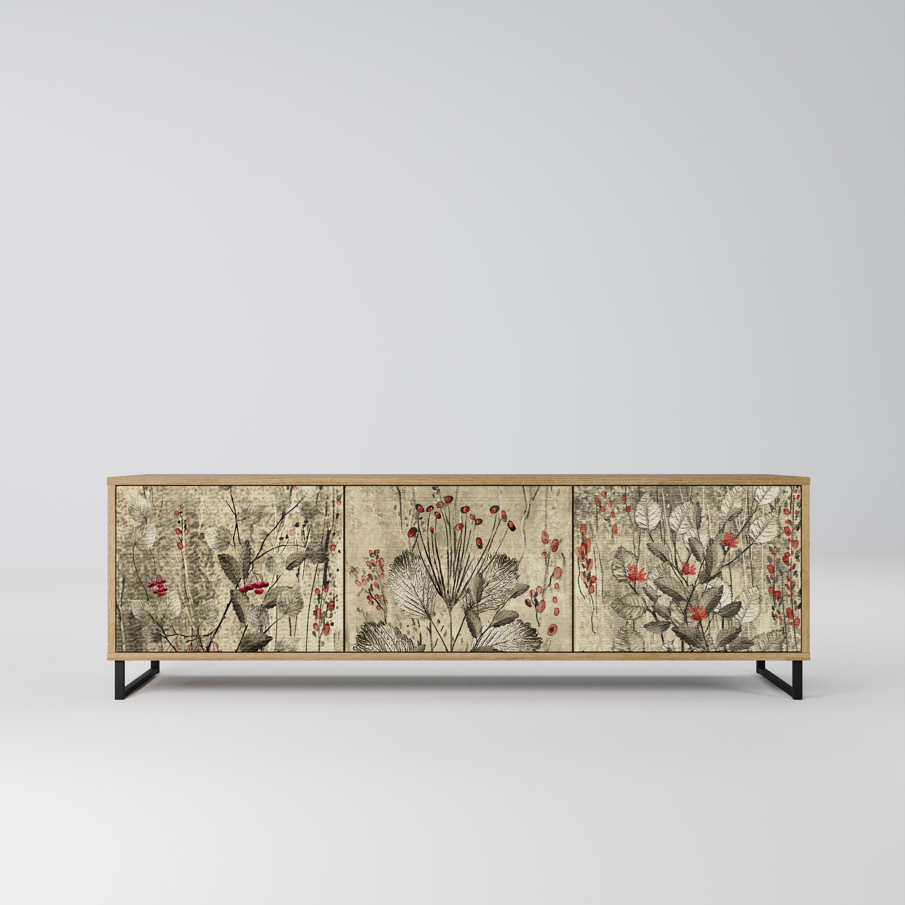 HERBAL GRACE Móvel de TV com 3 Portas em Efeito Carvalho