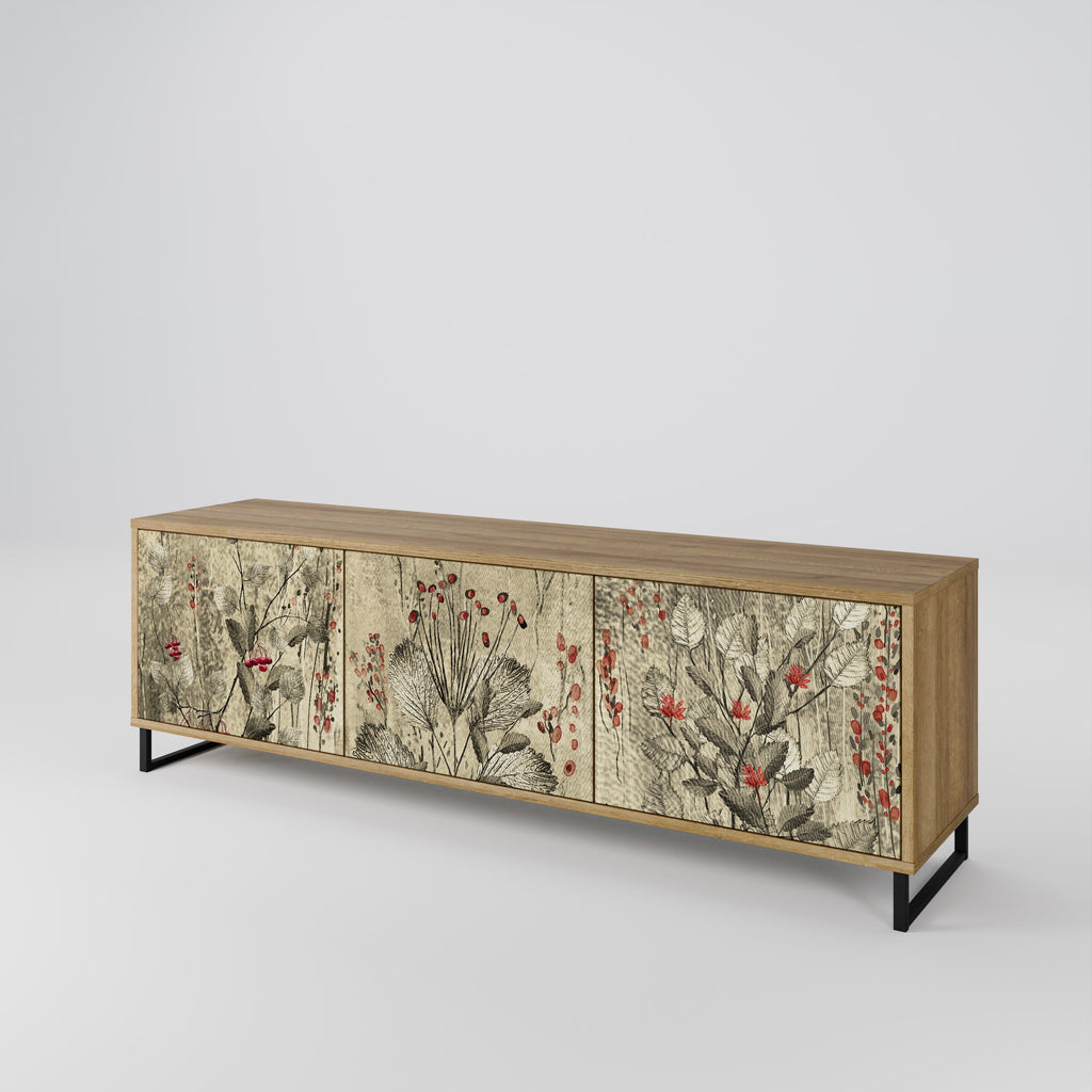 HERBAL GRACE Móvel de TV com 3 Portas em Efeito Carvalho