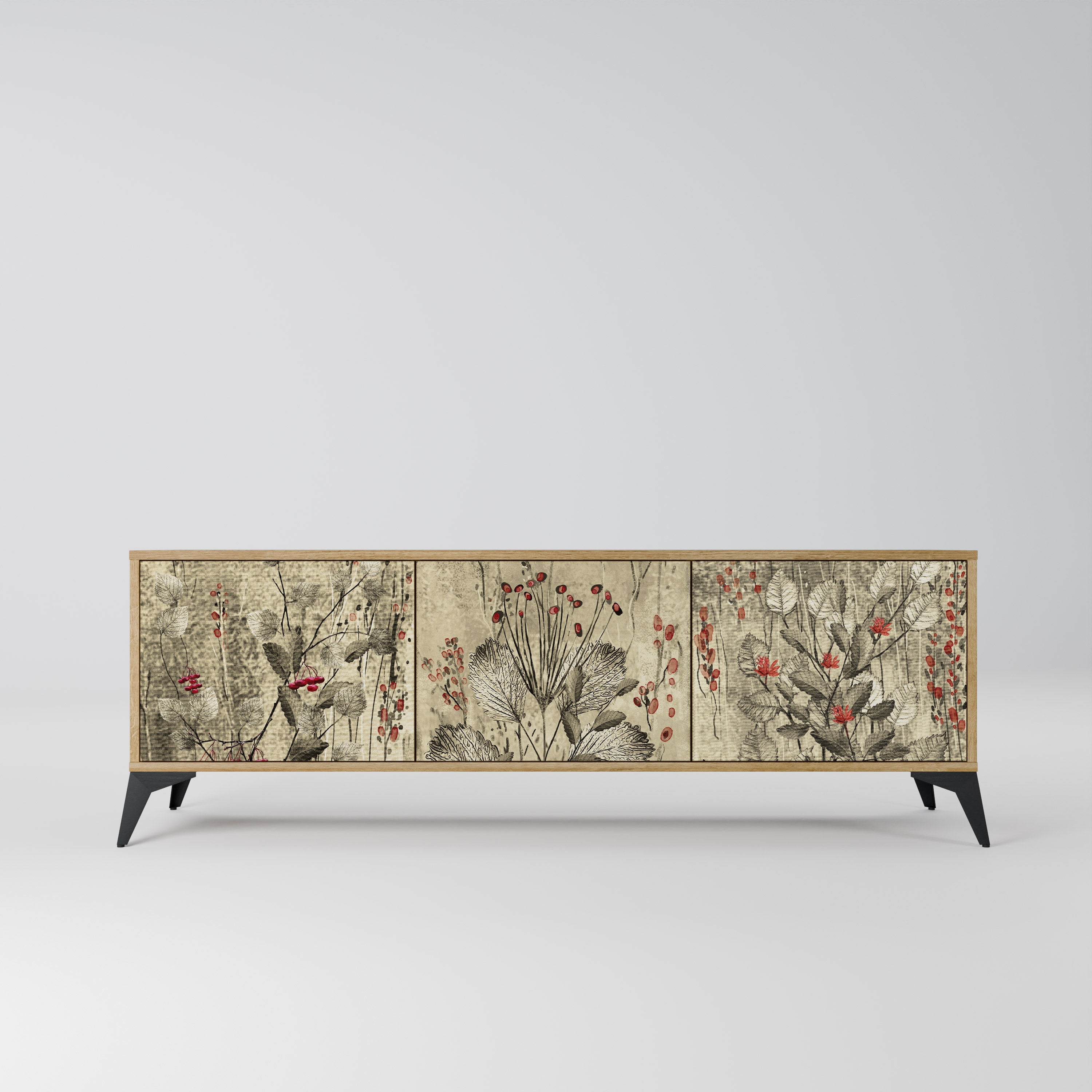 HERBAL GRACE Móvel de TV com 3 Portas em Efeito Carvalho