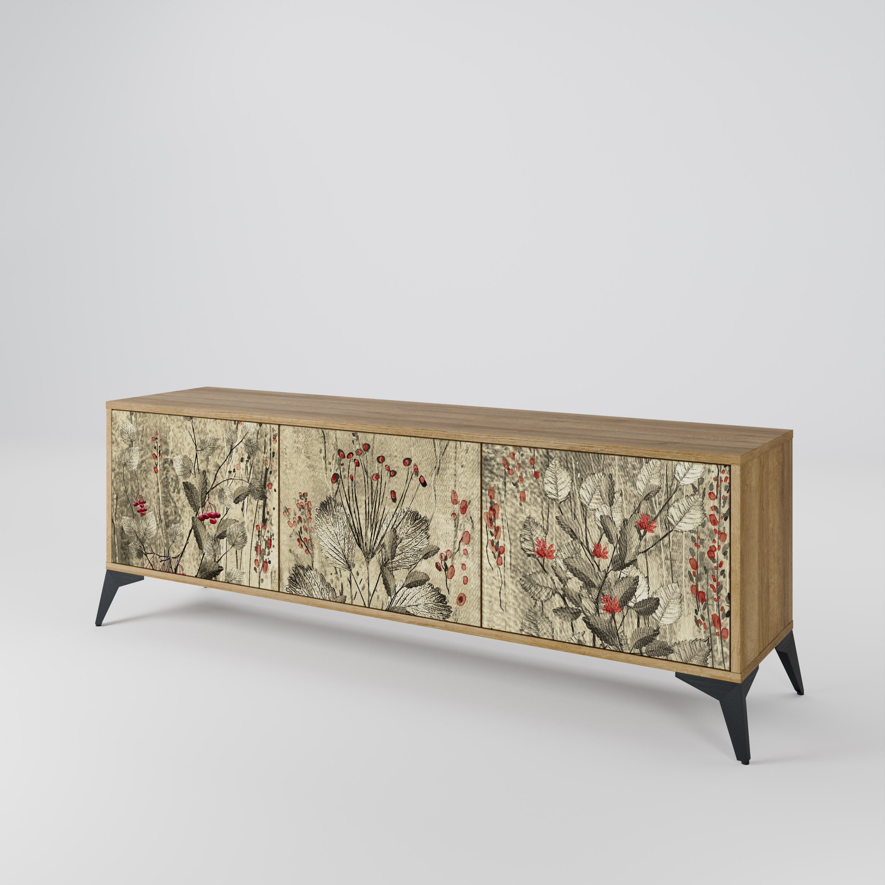 HERBAL GRACE Móvel de TV com 3 Portas em Efeito Carvalho